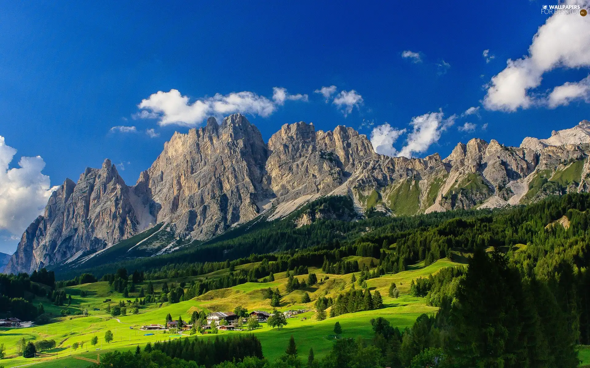 Bavaria, Germany, woods, Houses, Mountains