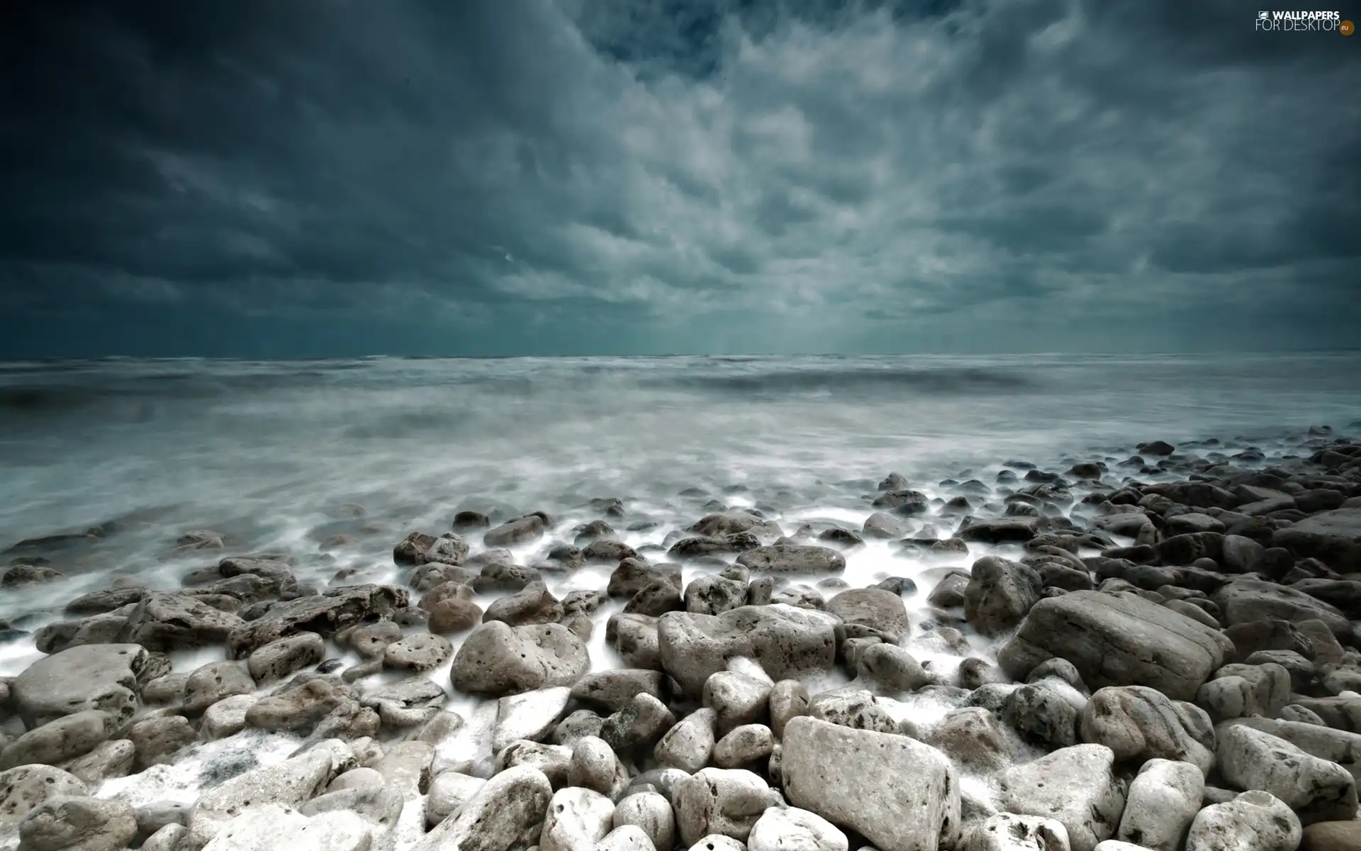 Clouds, rocky, Beaches, Sky