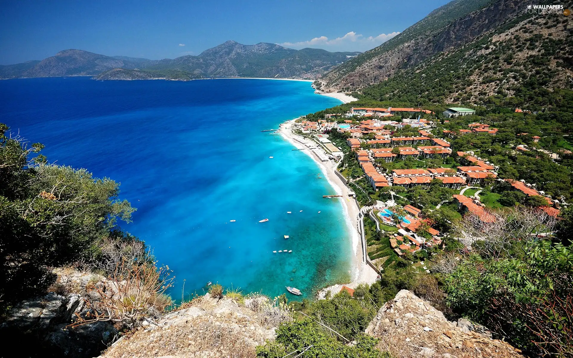 Beaches, sea, Town, Oludeniz, Turkey