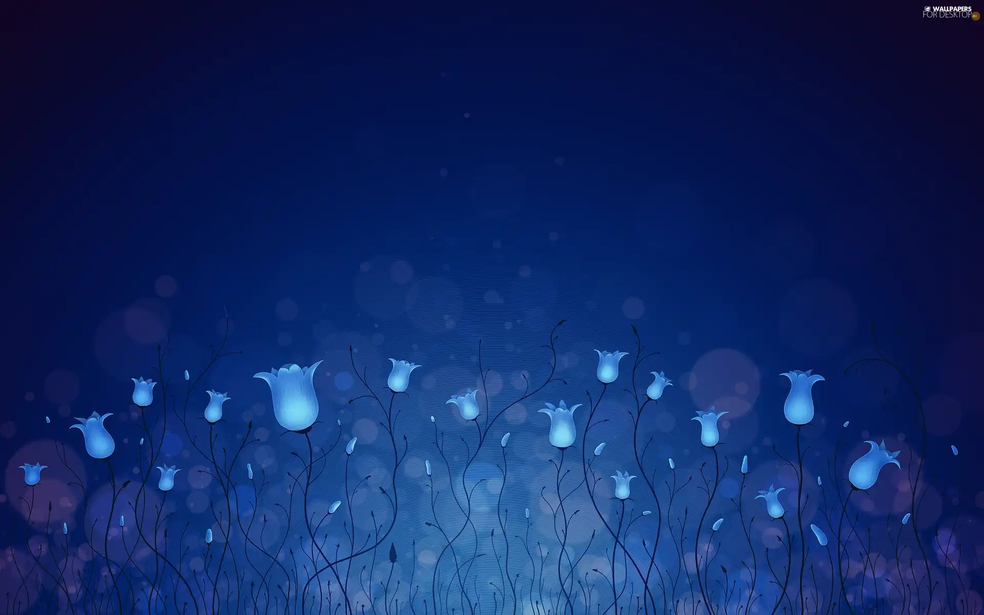 bells, Flowers, Blue