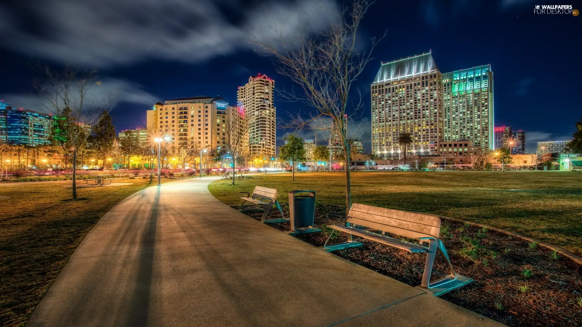 bench, Town, Park