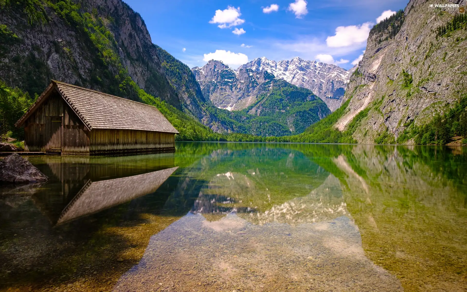 Home, cote, Germany, Alps Mountains, Bavaria, wooden, Obersee Lake, Berchtesgaden National Park