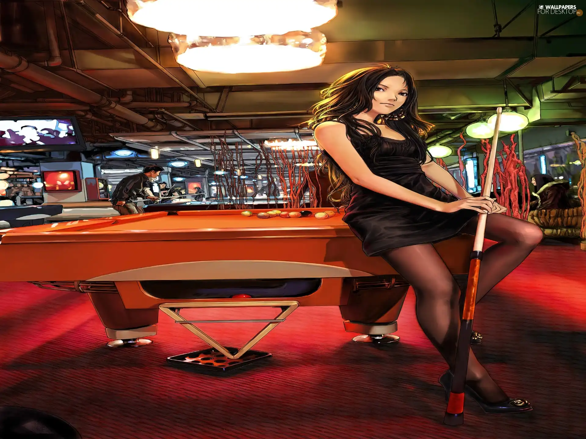 billiards, Anime, girl