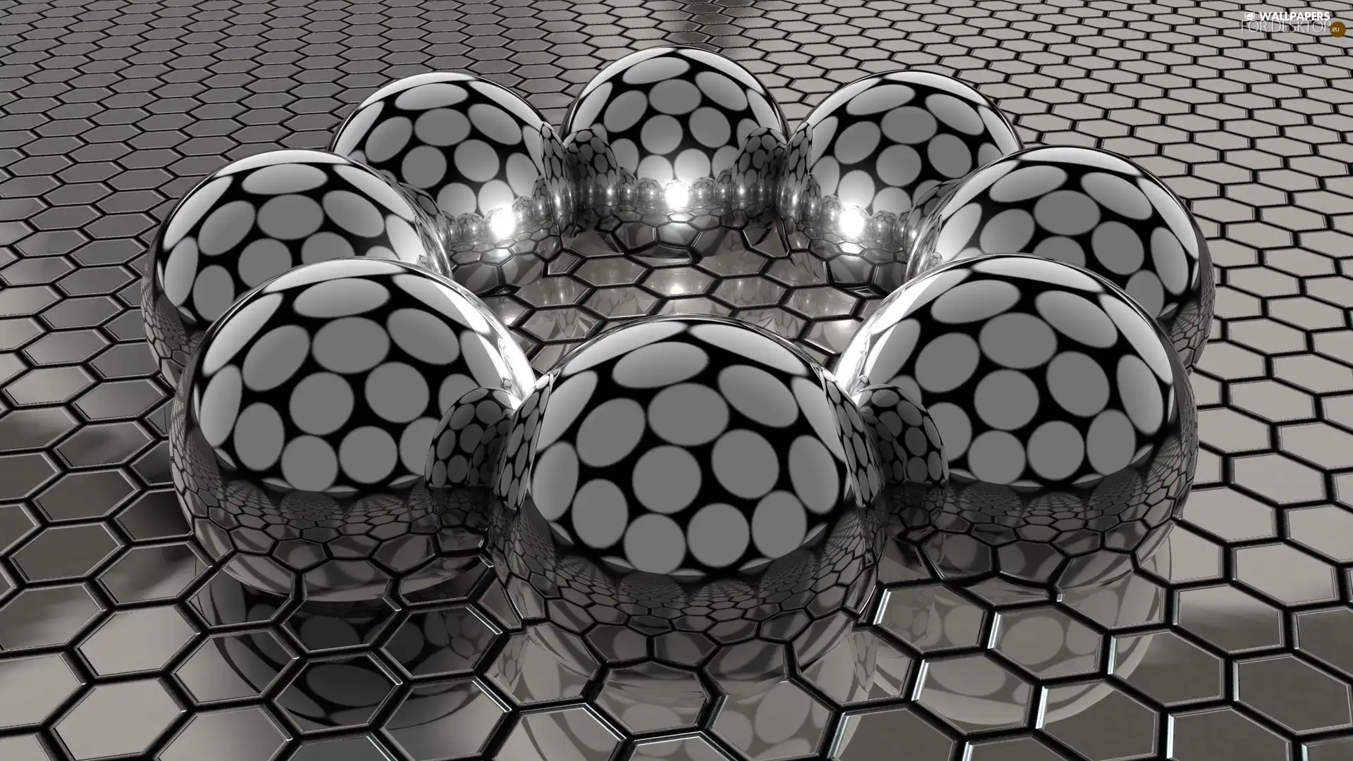 Orbs, 3D, Black and white