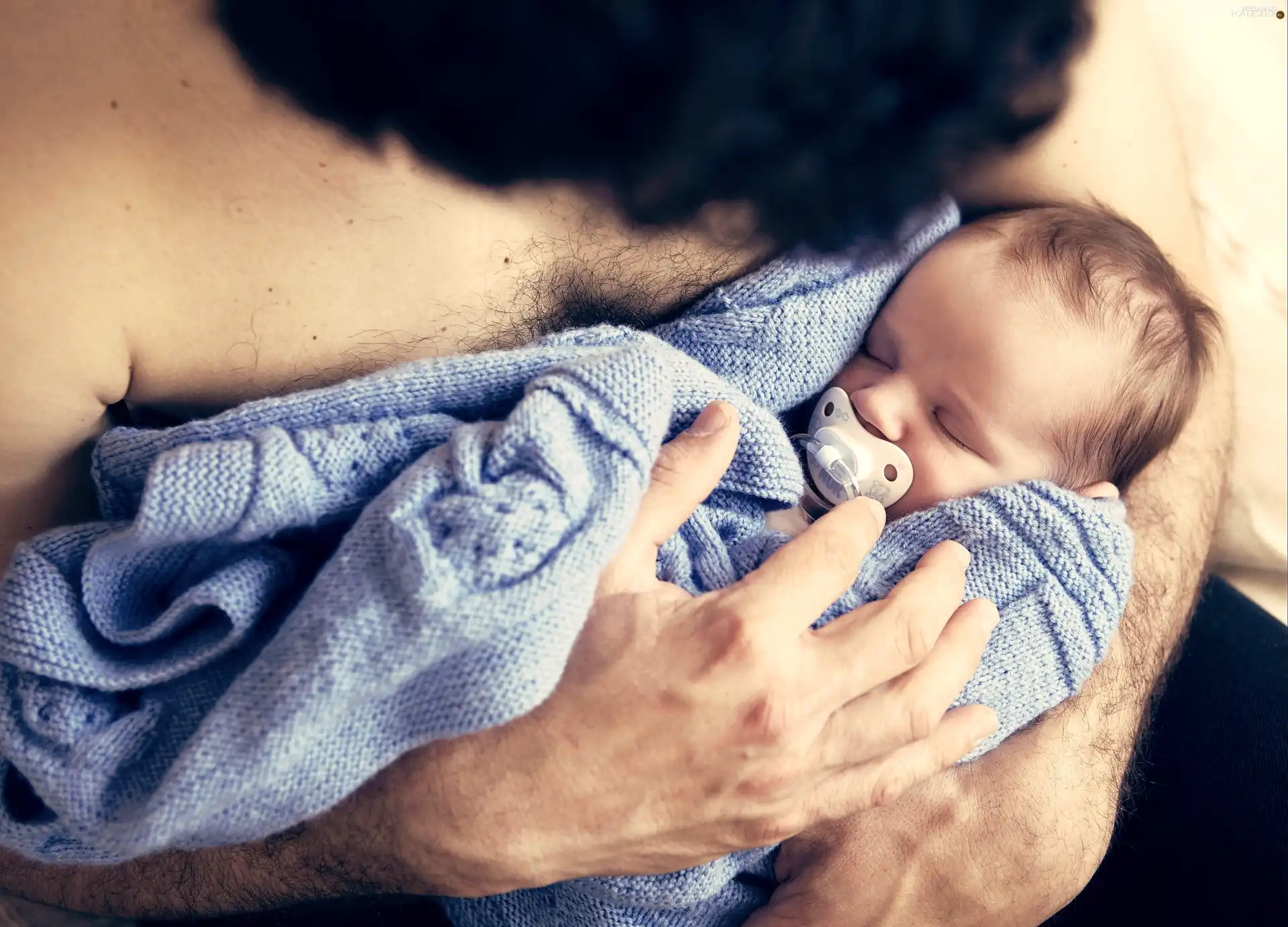 a man, blue, Blanket, babe