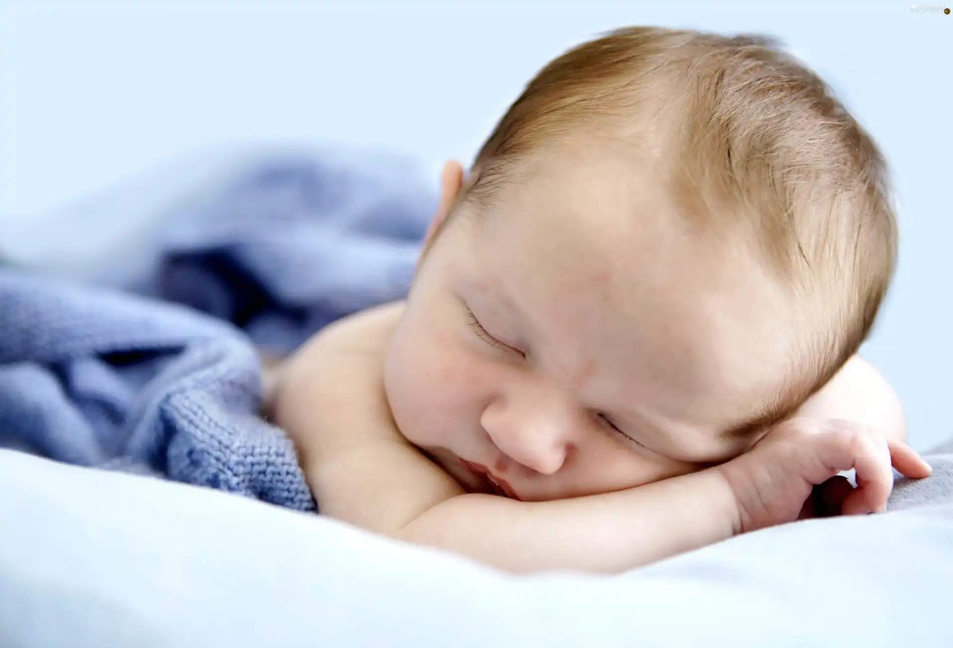 Sleeping, blue, Blanket, Kid