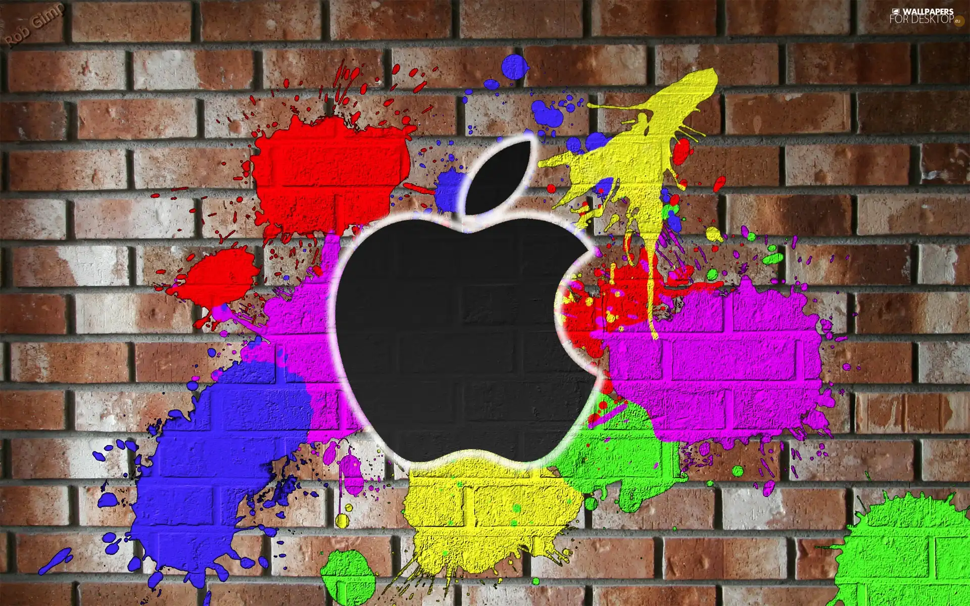 Apple, color, blots, brick