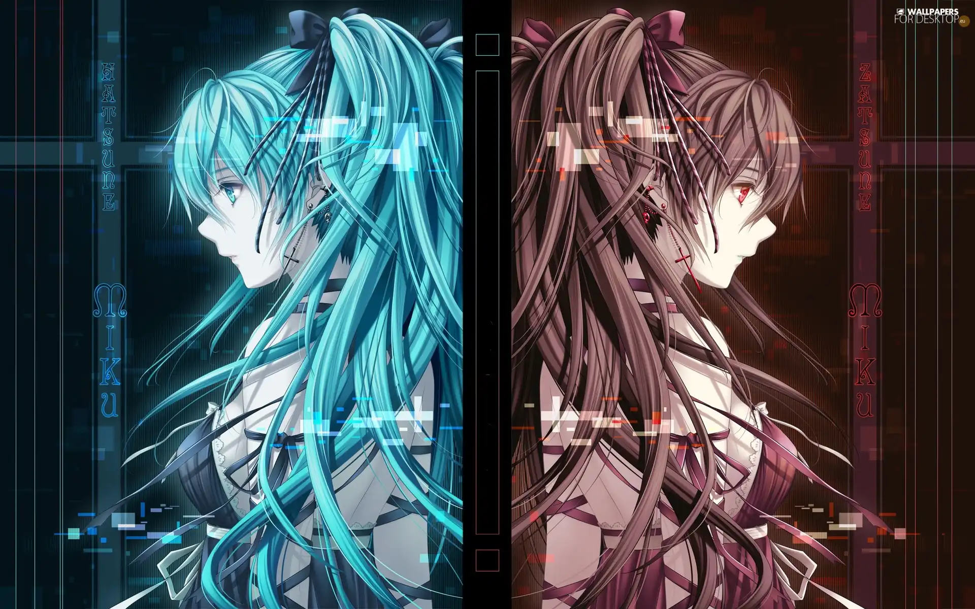 Hatsune Miku, pink, Blue