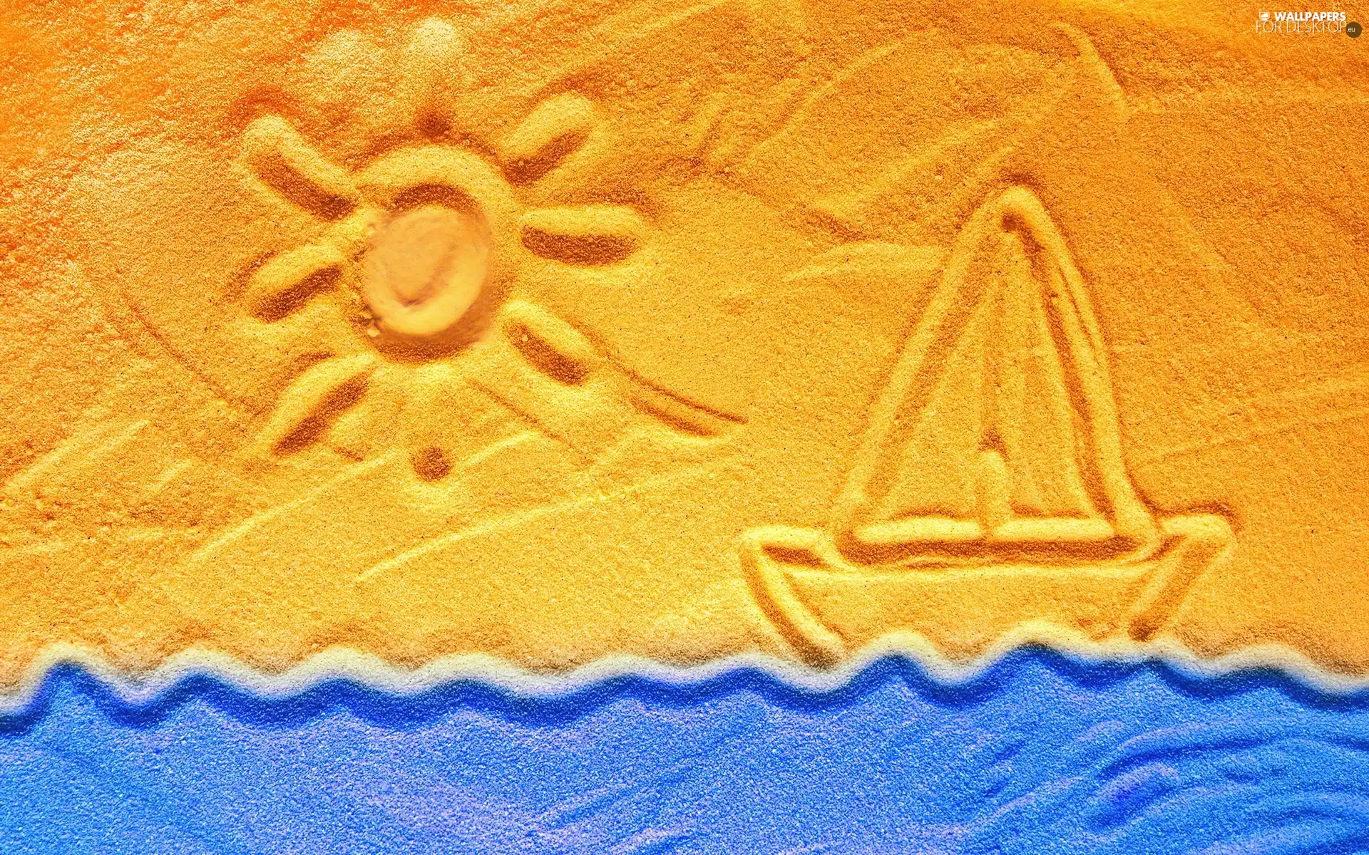 Beaches, sun, Boat, Sand