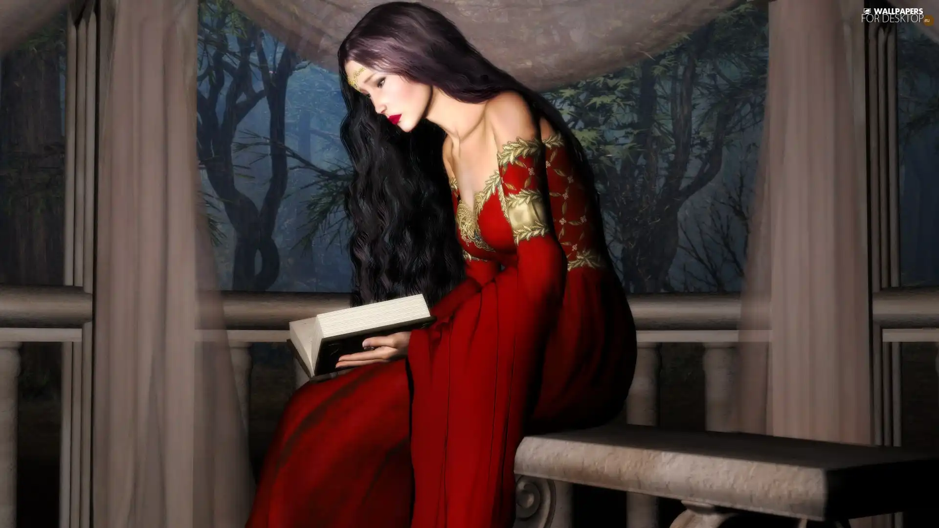 Women, Dress, Book, red hot