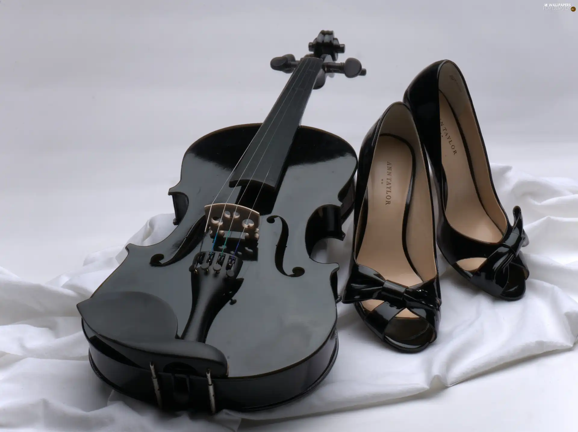 violin, stiletto boots