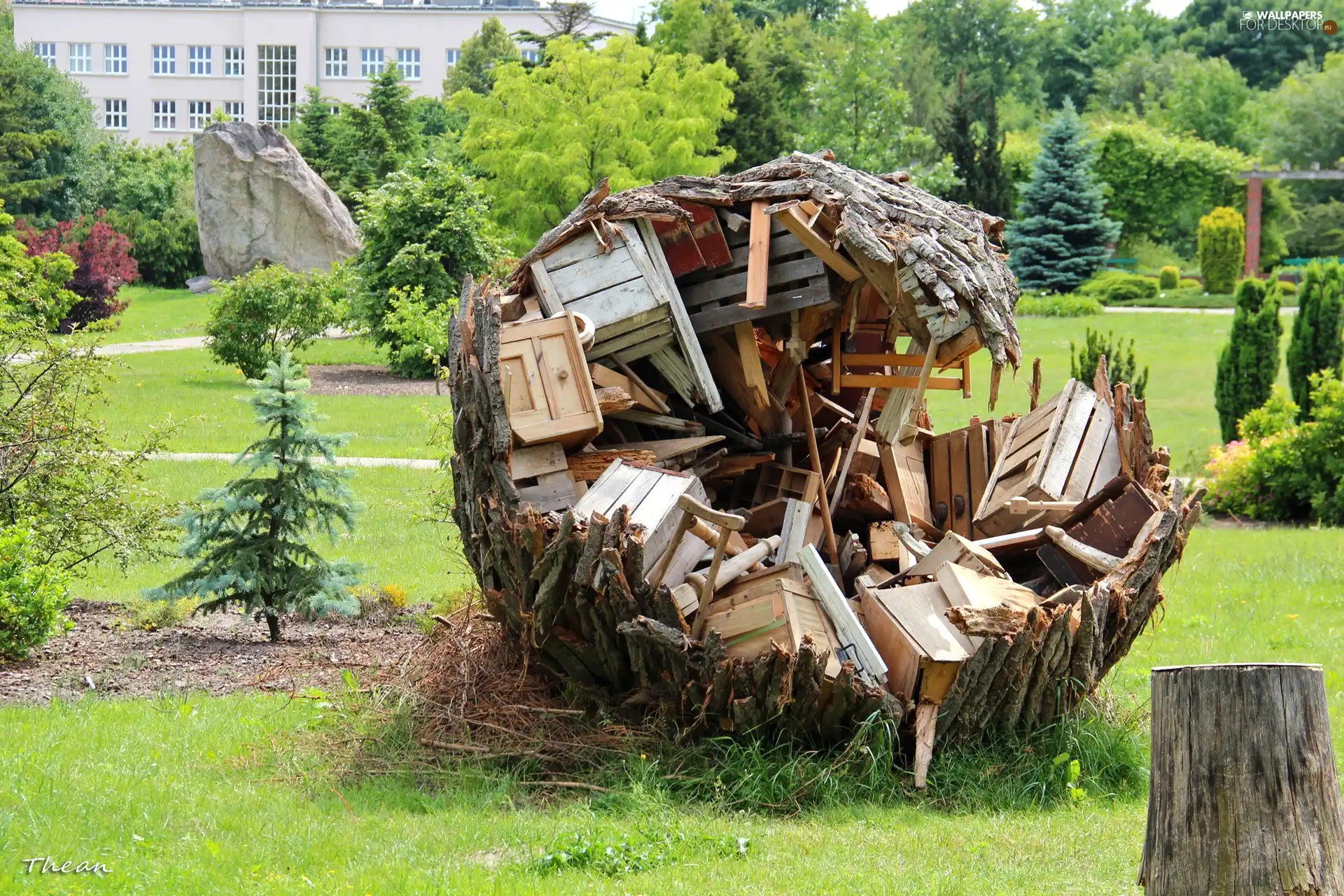 botanical, Poznań, Wooden, Garden, sculpture