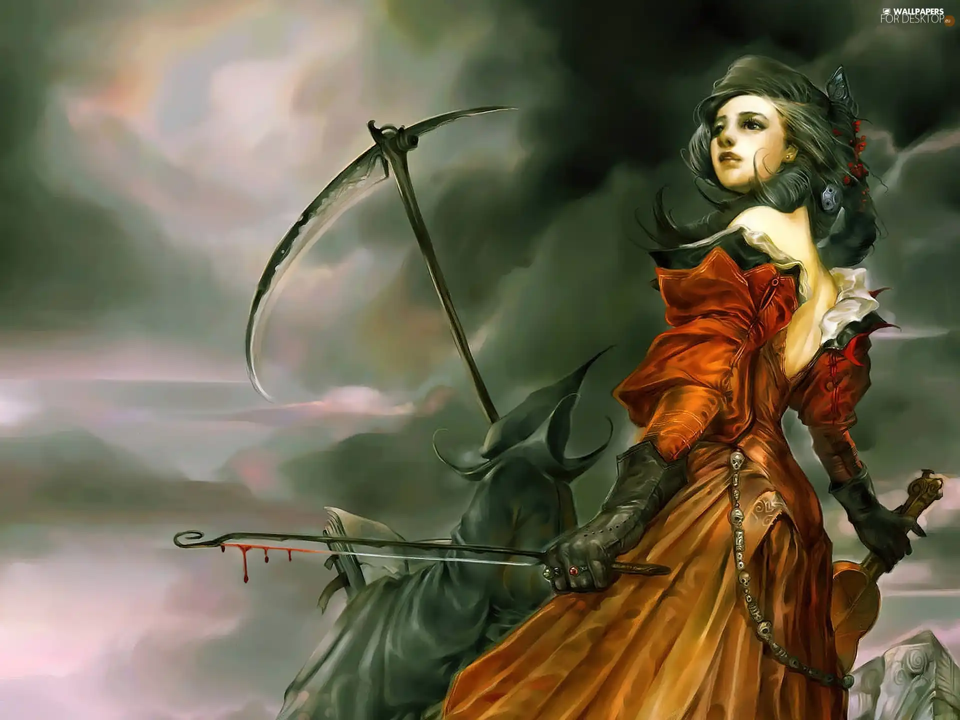 bow, girl, bloody