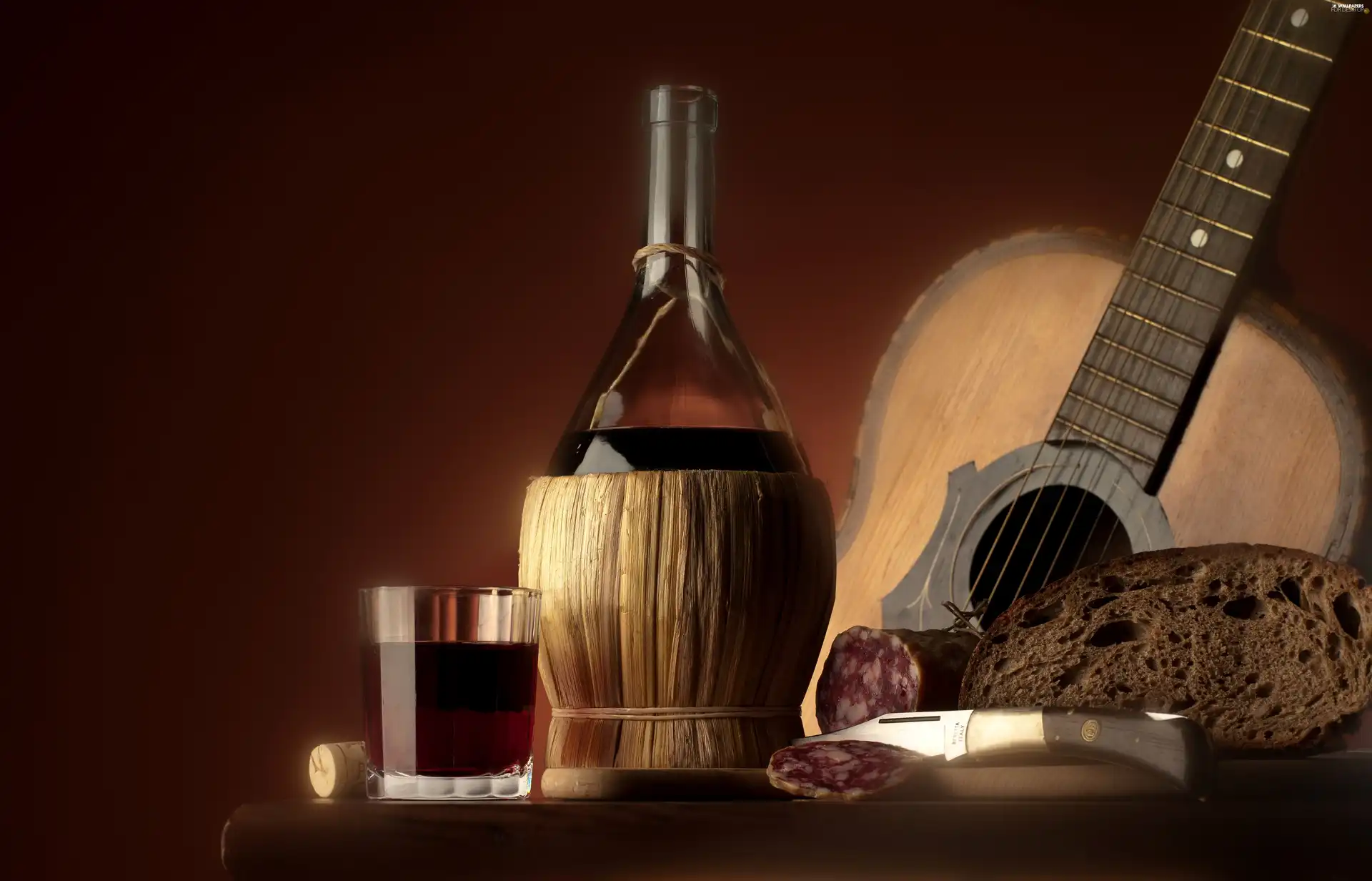 bread, Guitar, Wine