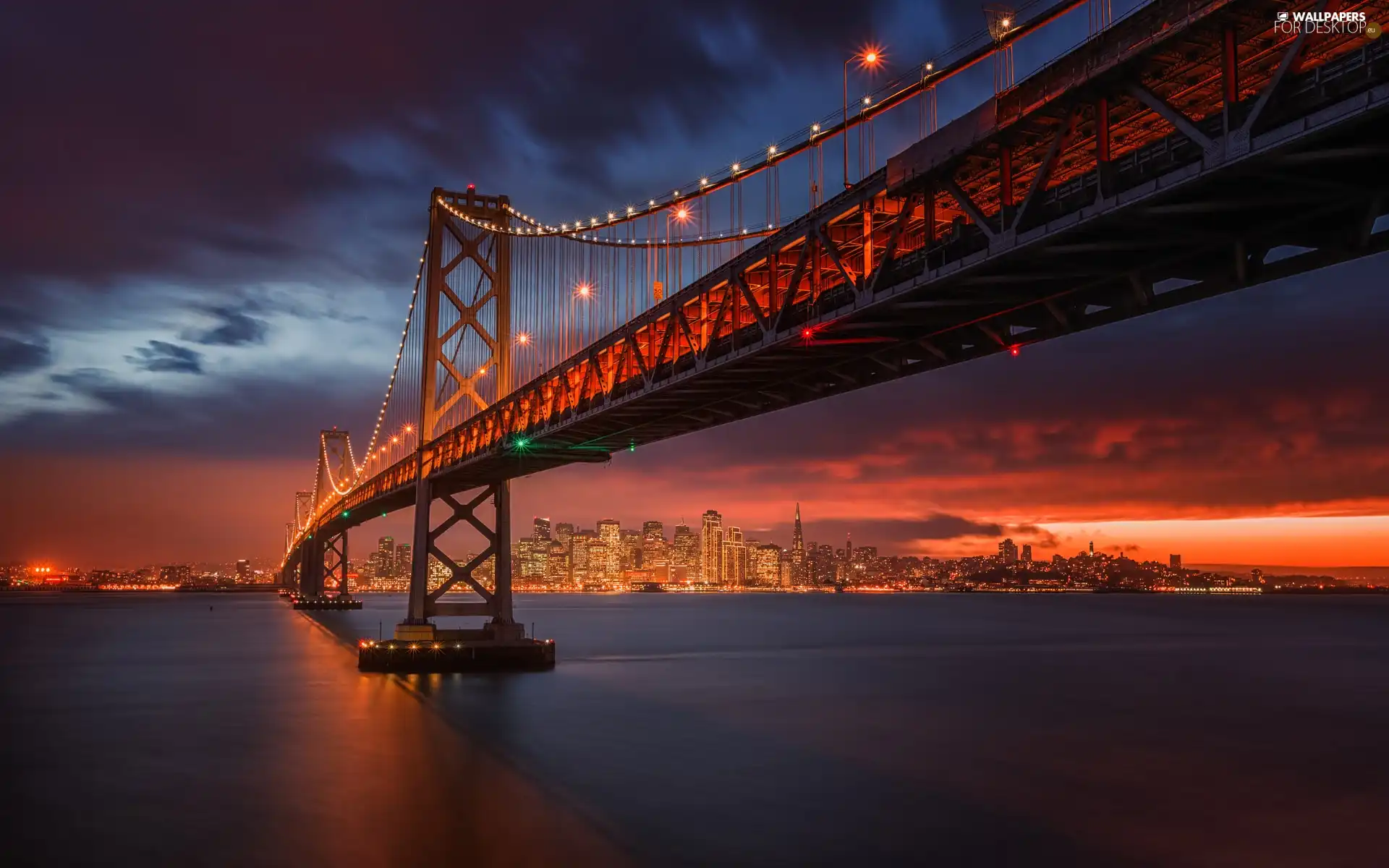 San Francisco, Night, bridge, Golden Gate
