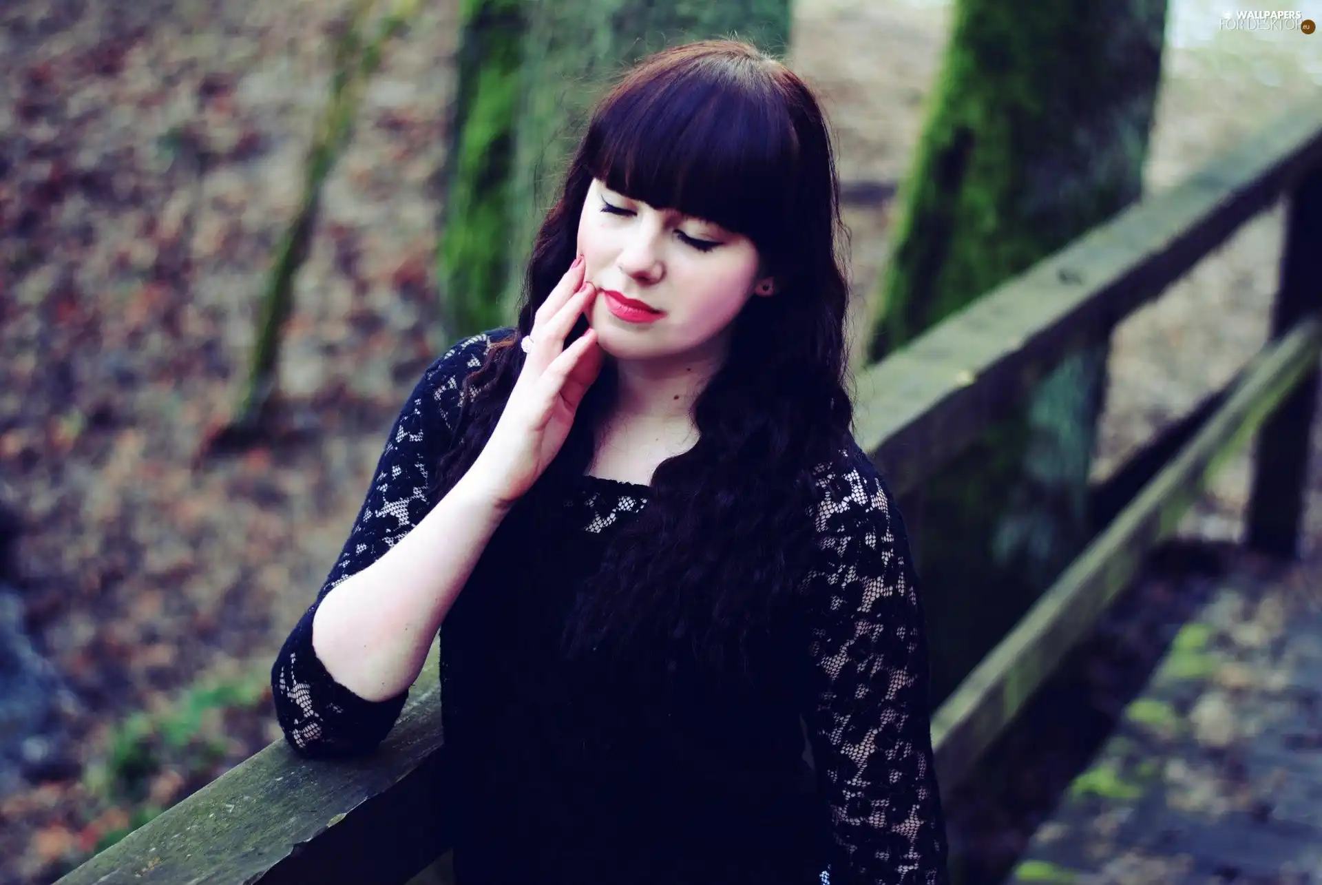 Women, dress, bridge, black