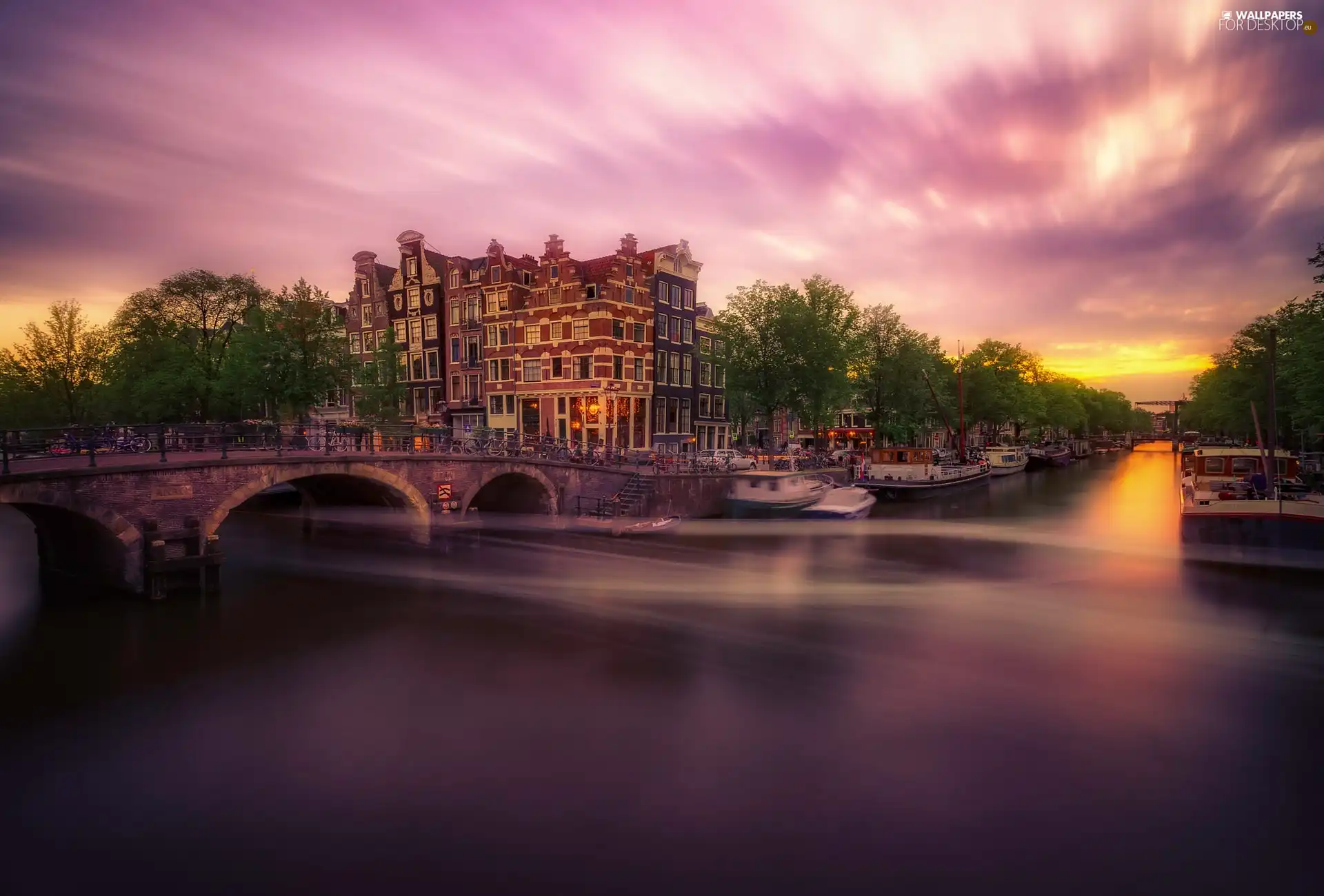 buildings, bridge, Amsterdam, canal, Netherlands