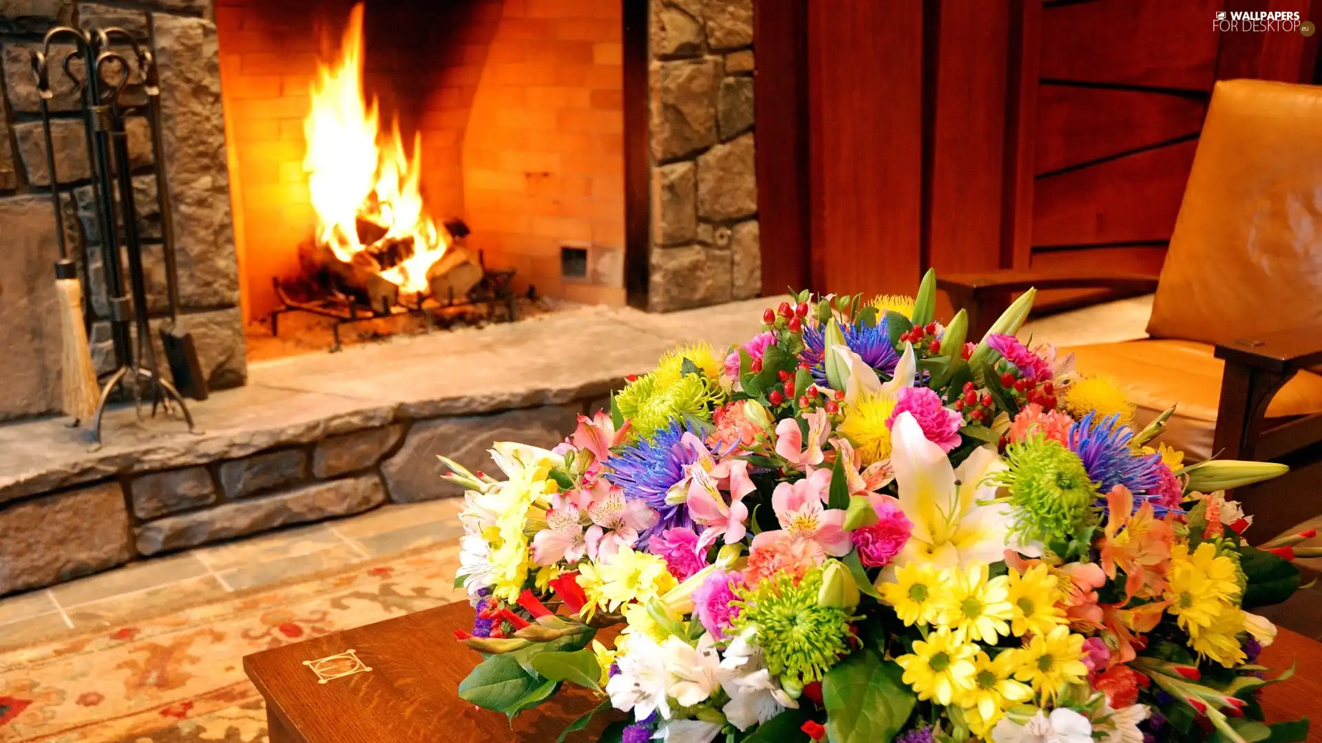 Flowers, Room, burner chimney