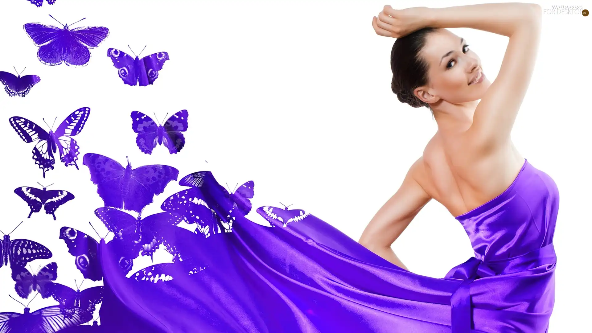 butterflies, Women, Dress