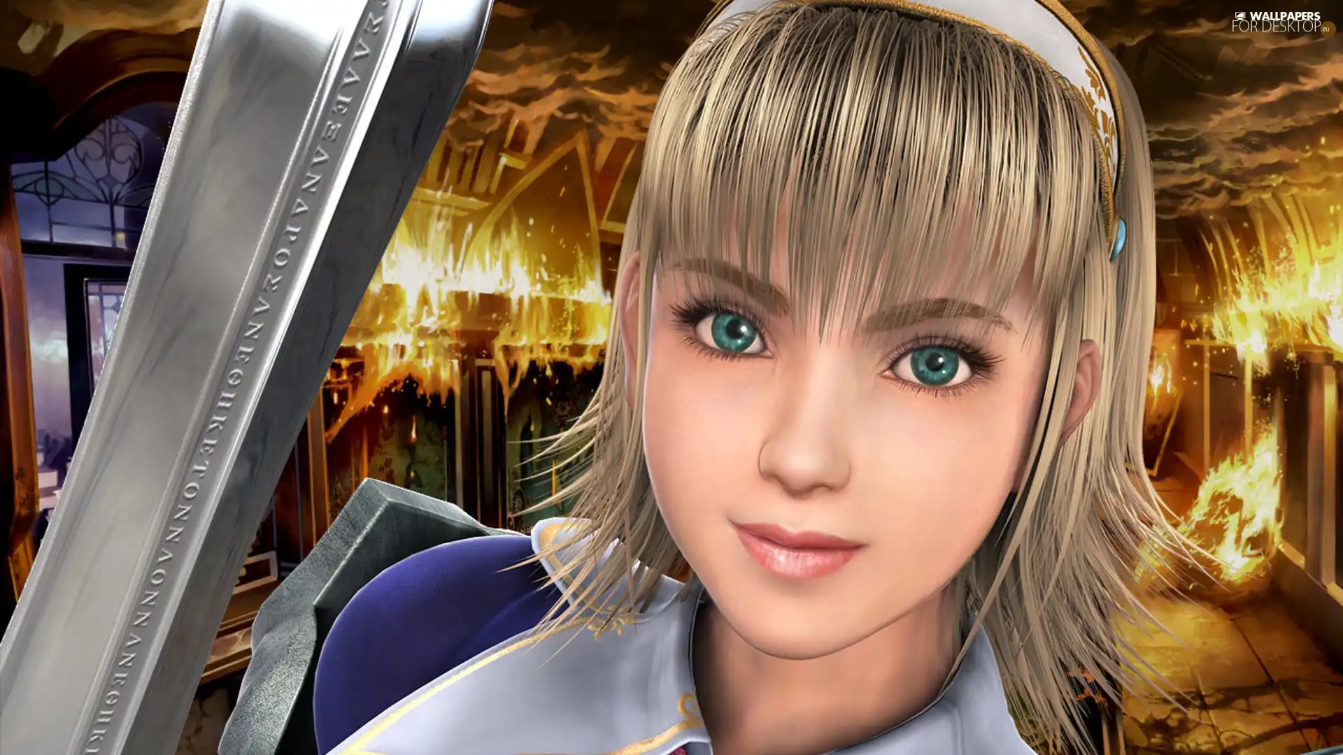 sword, Cassandra, green ones, Soul Calibur, Women, Band, Eyes