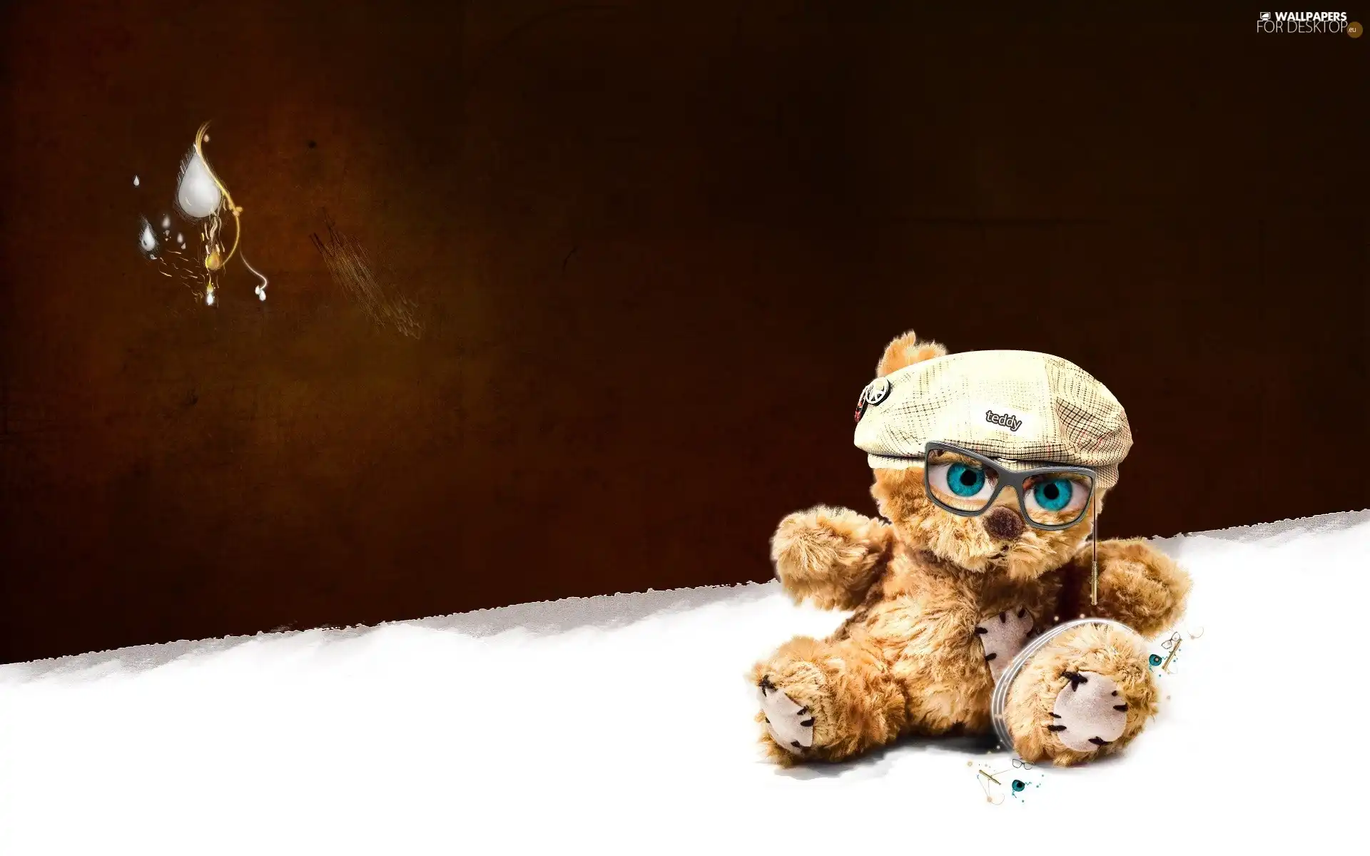 teddy bear, Hat, candlestick, Glasses