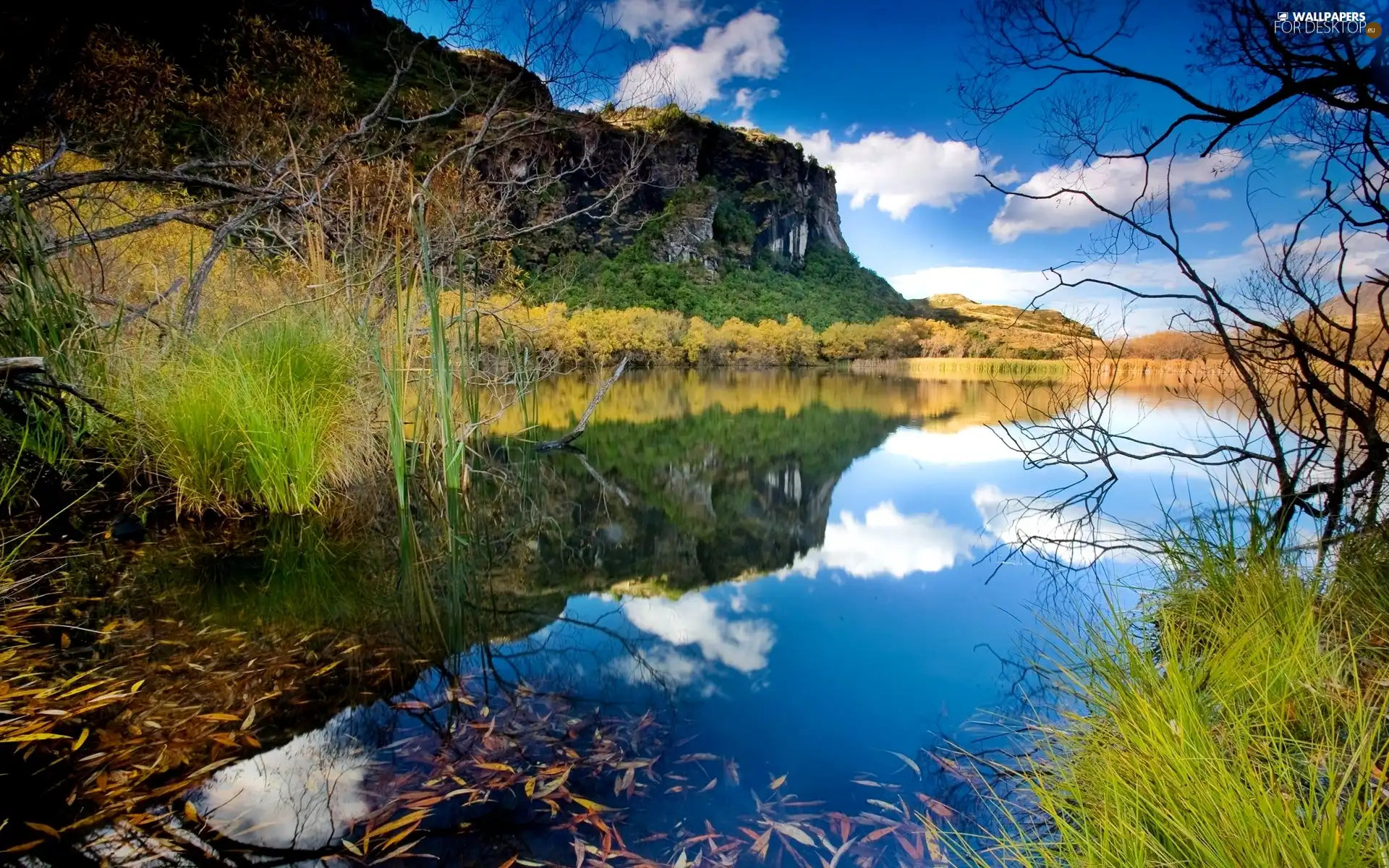 cane, lake, Mountains