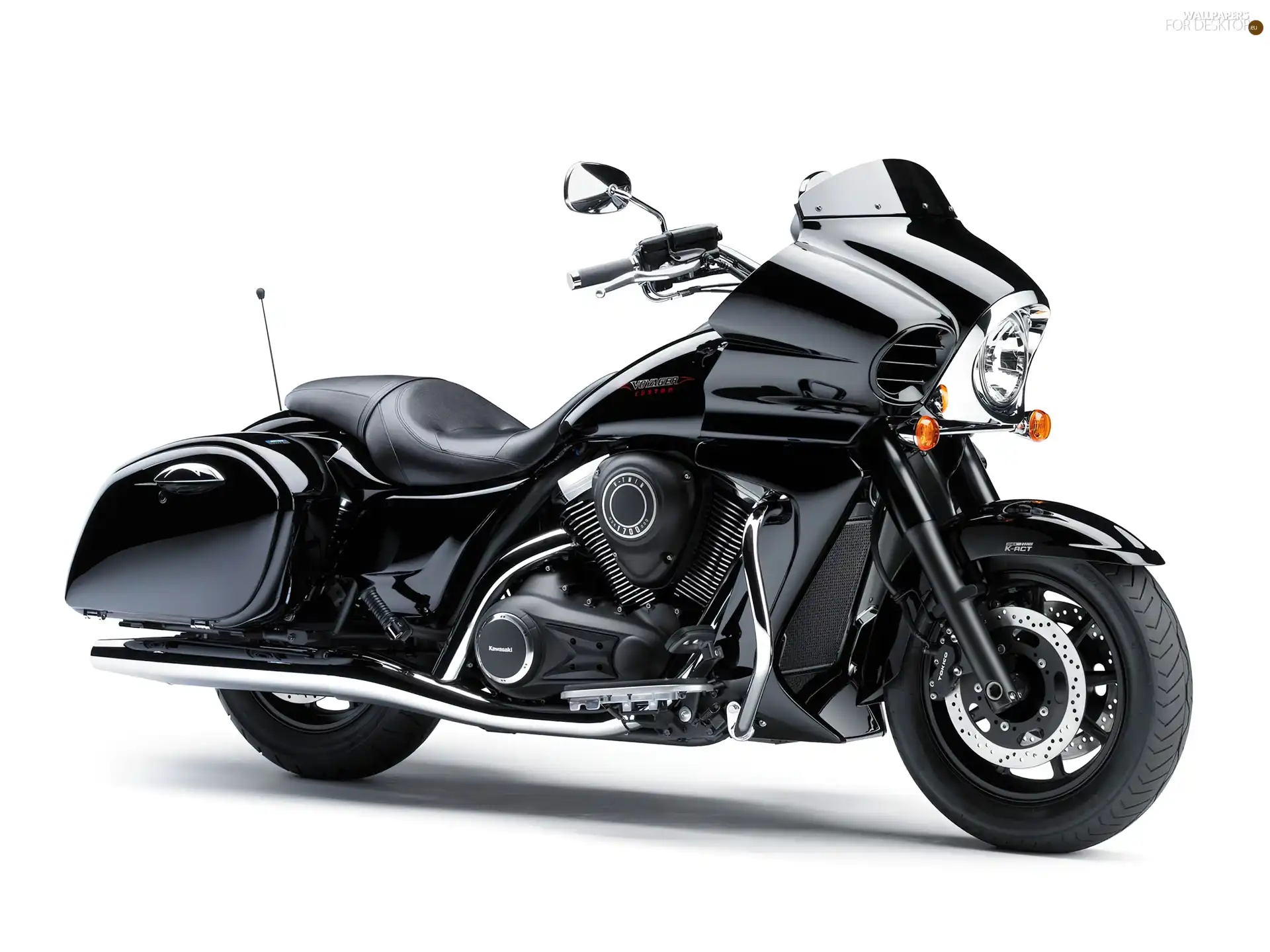 Kawasaki VN1700 Voyager, Black, caps, Mirrors