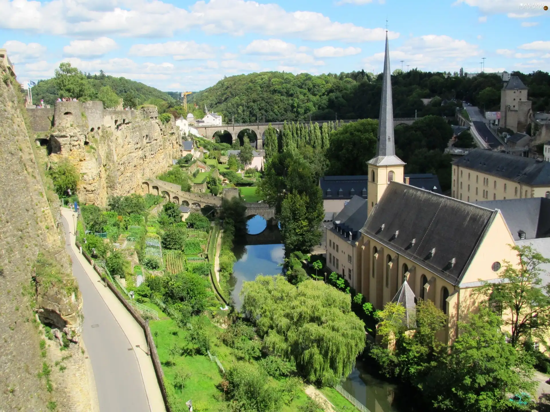 the walls, Town, River, Church, Luxembourg, Castle, Moselle
