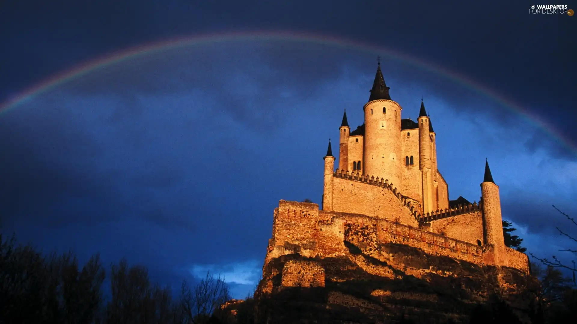 clouds, Great Rainbows, Castle