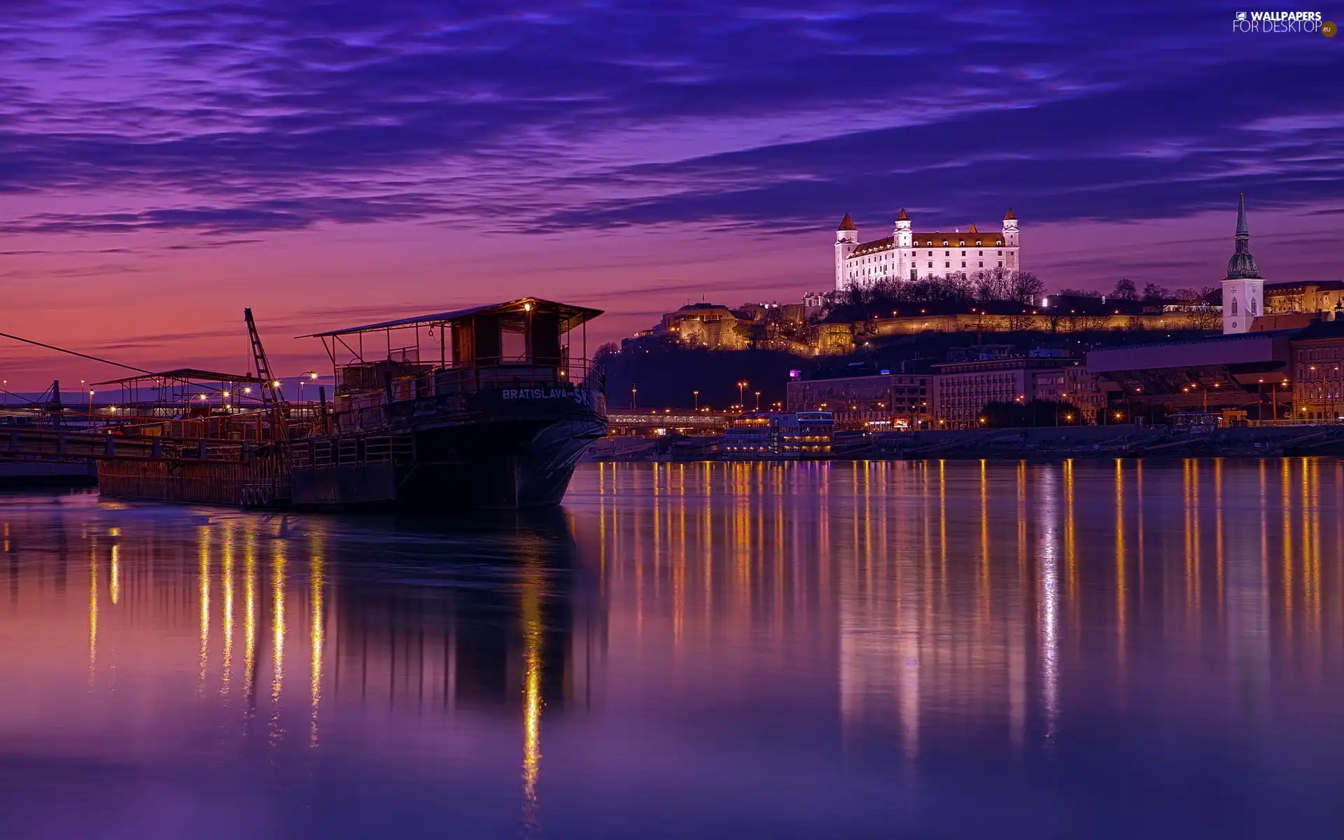 twilight, River, Castle, ark