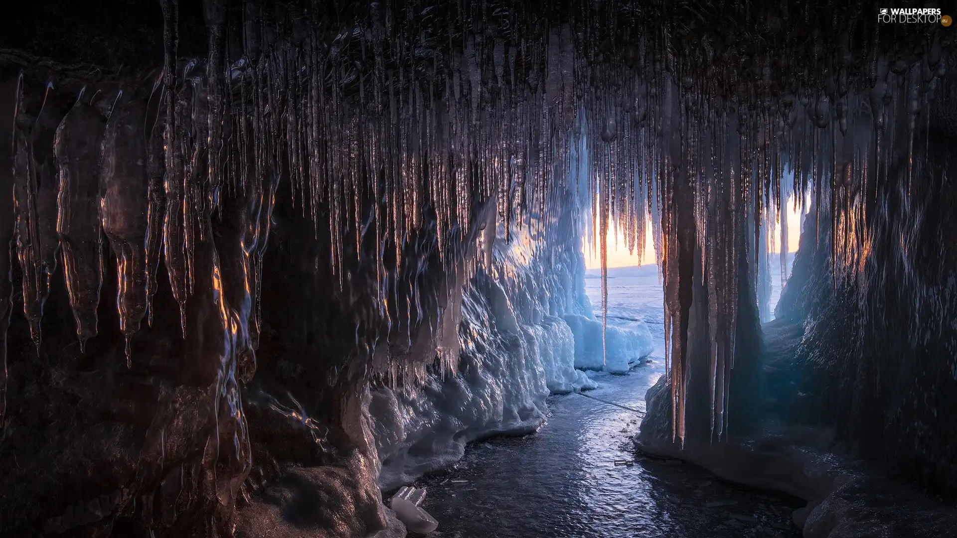 icicle, winter, Irkutsk Oblast, Russia, Baikal Lake, cave