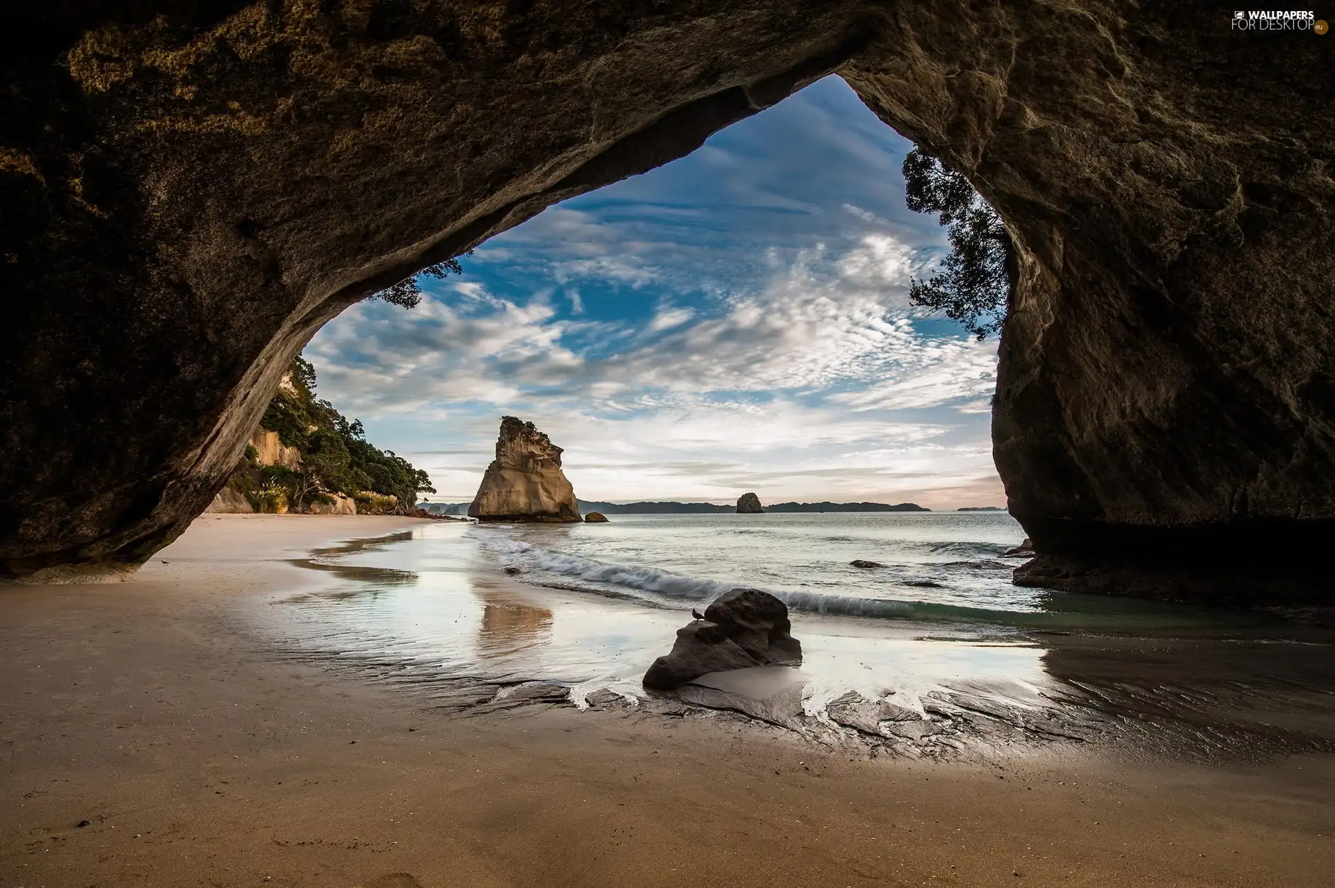 cave, sea, rocks
