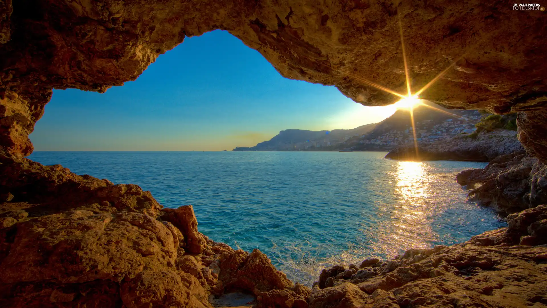 sea, sun, cave, west