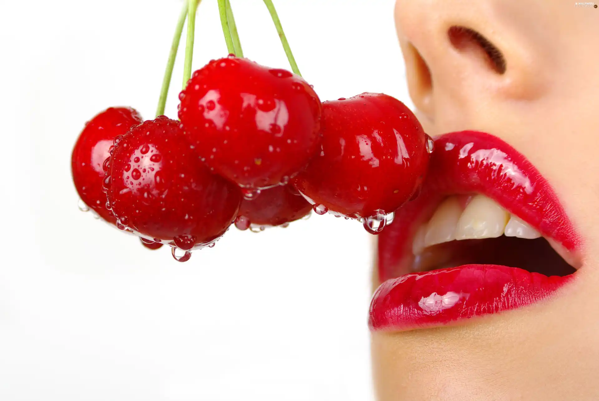 cherries, Women, lips