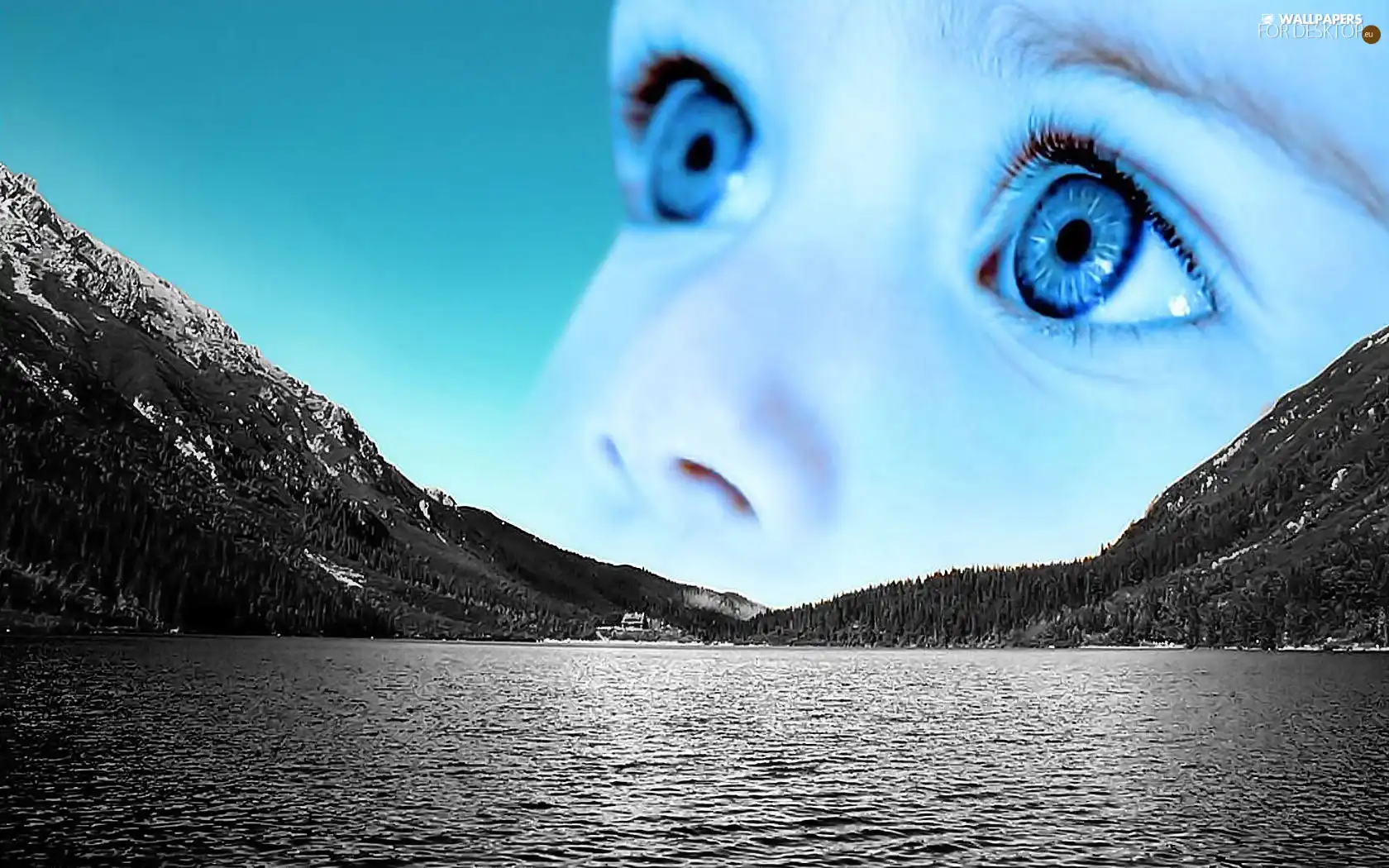 child-, landscape, Eyes