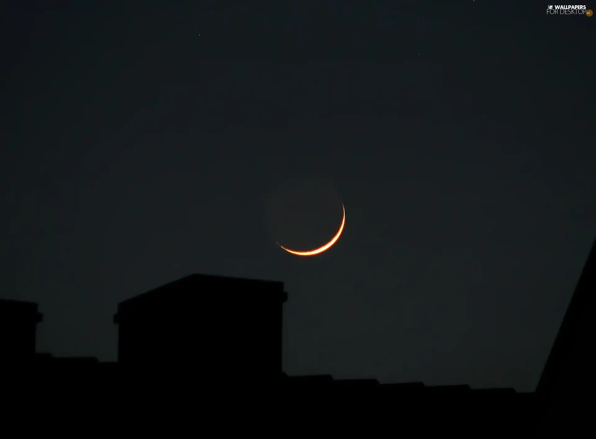 eclipse, the roof, chimney, Moon