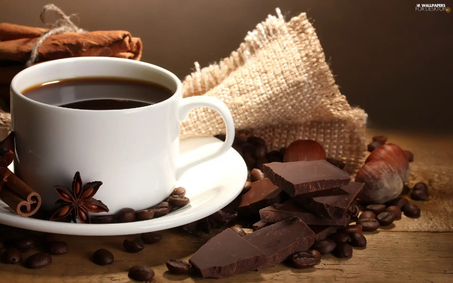 cup, grains, chocolate, coffee