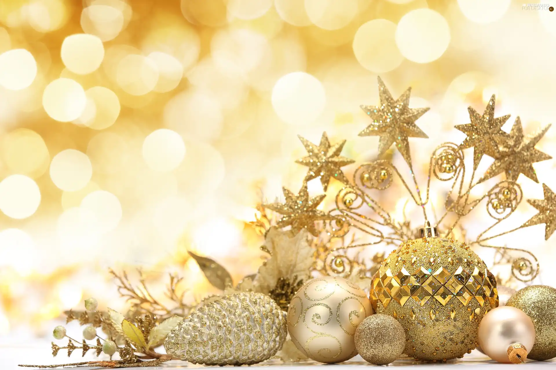 Christmas, Golden, decor