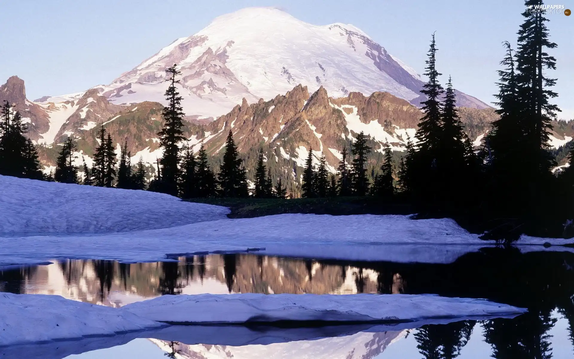 Mountains, winter, Christmas, lake