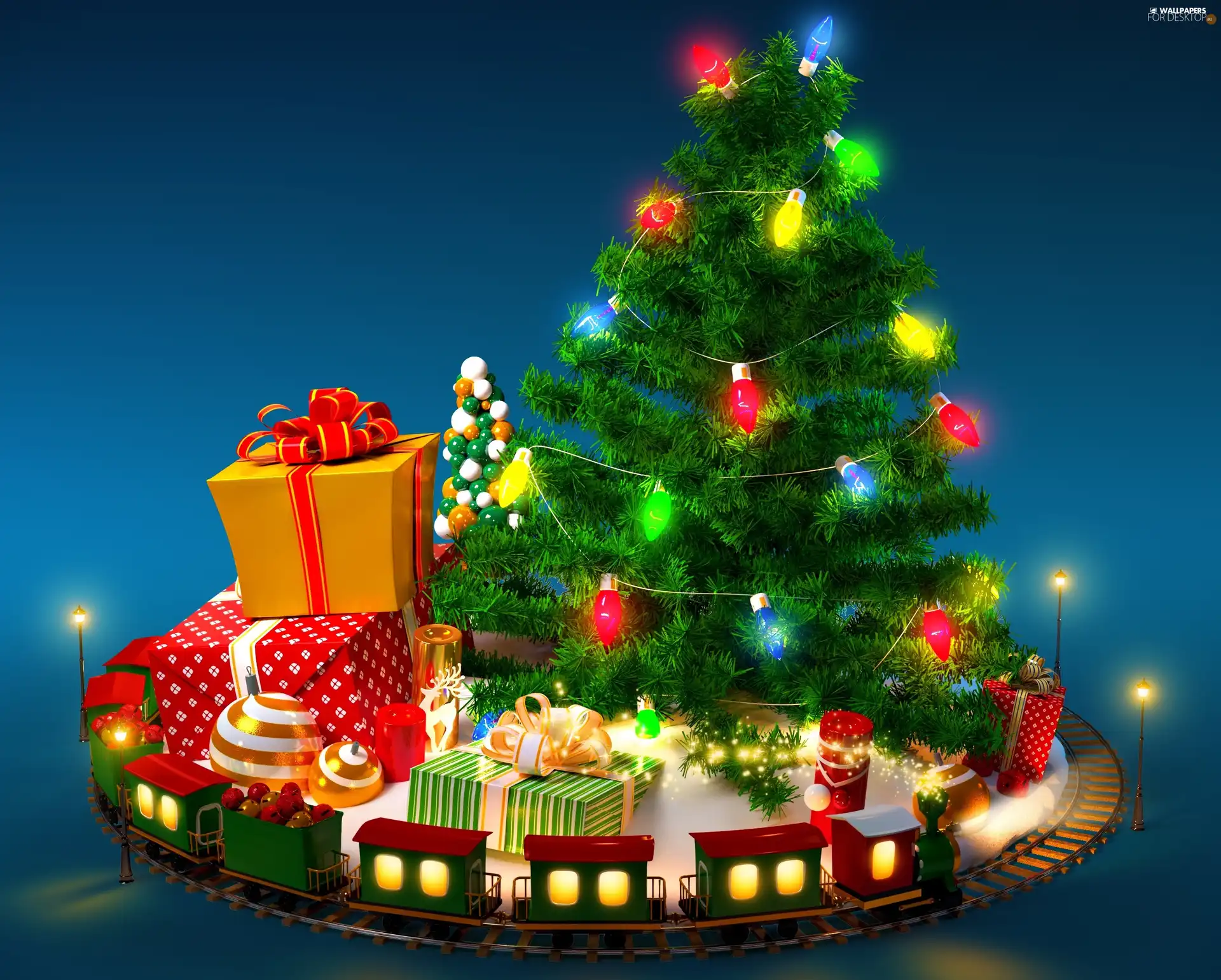 christmas tree, gifts, Christmas, queue