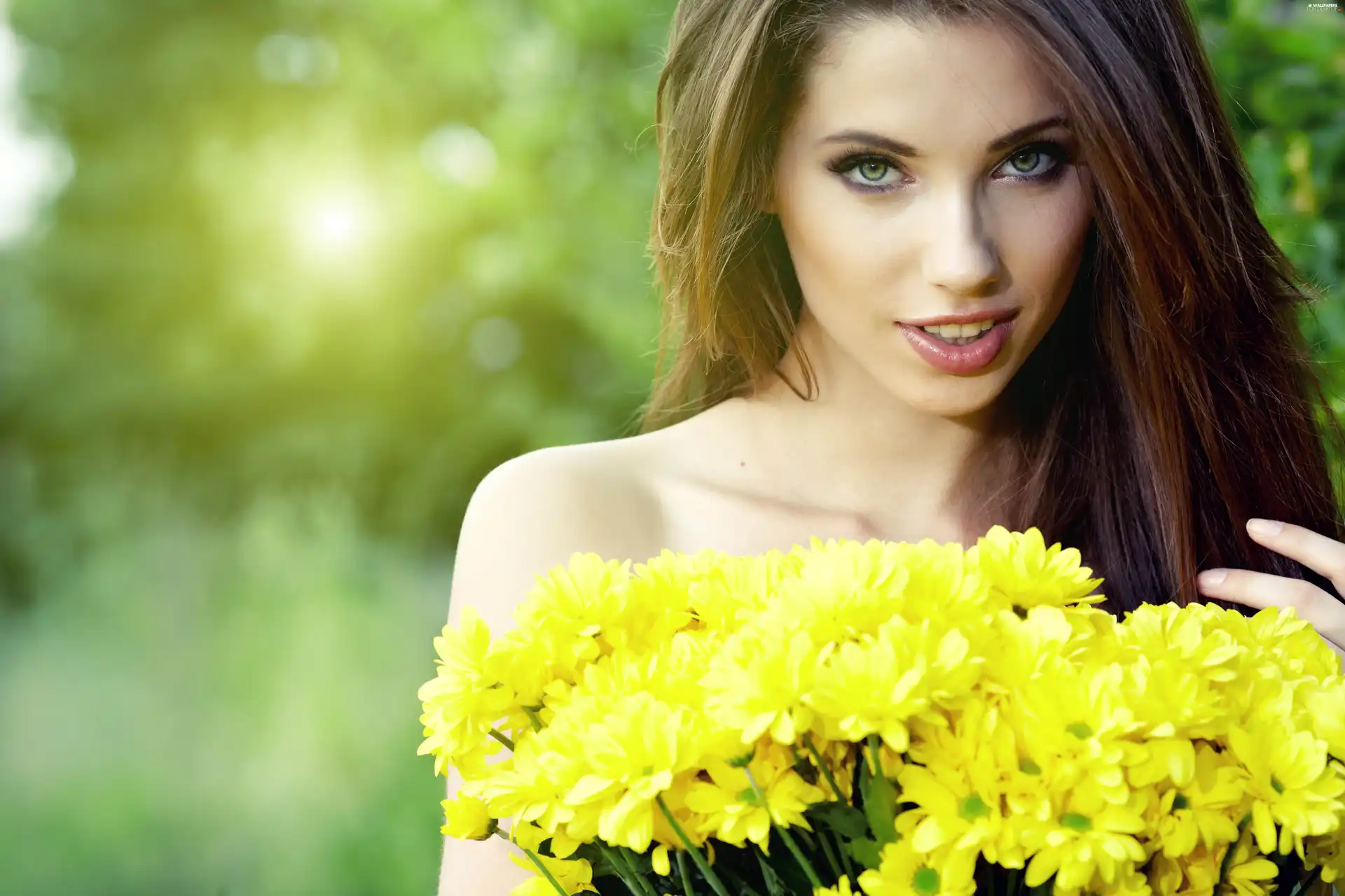 daisy, Women, Yellow