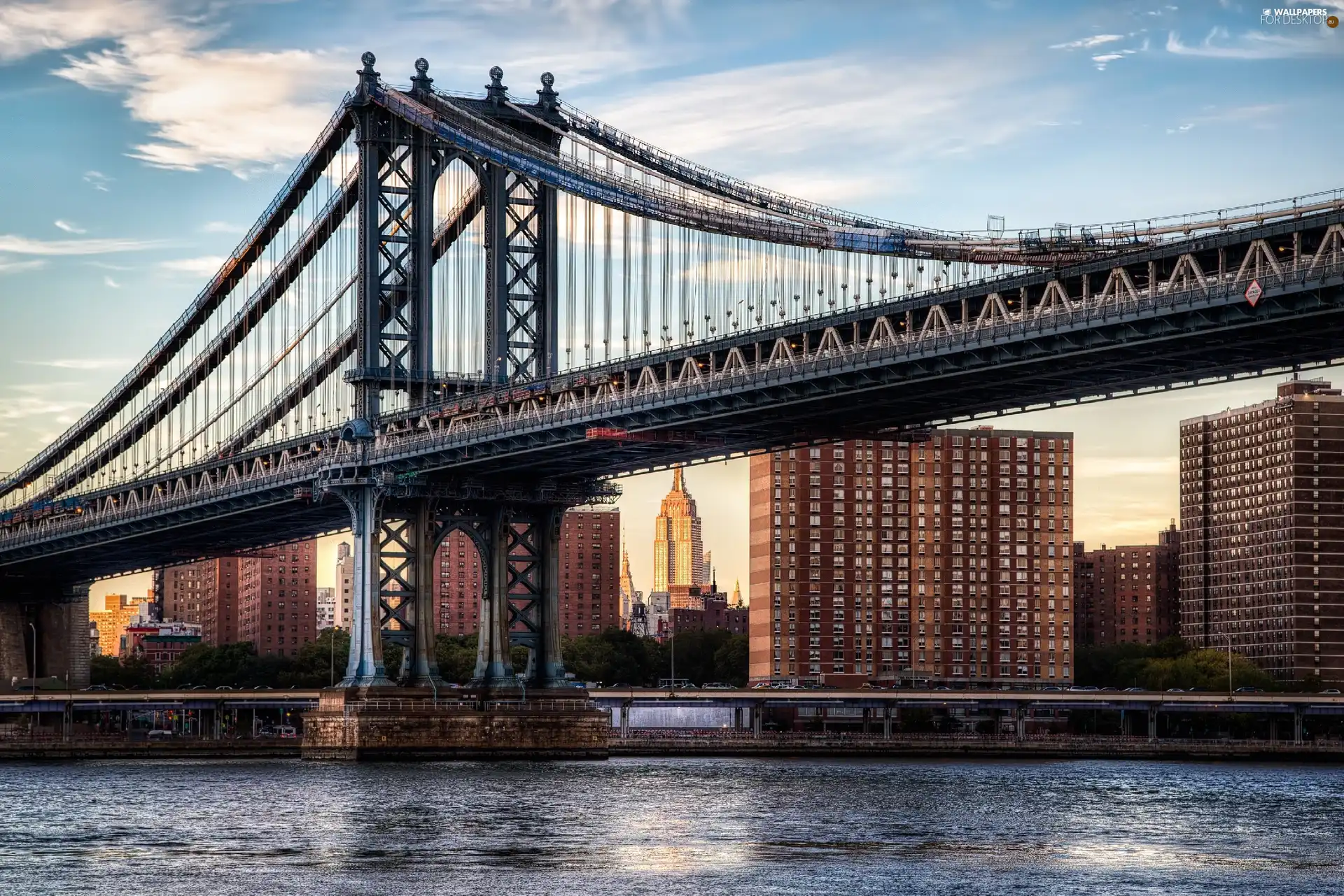 New, bridge, City, Manhattan, York, skyscrapers