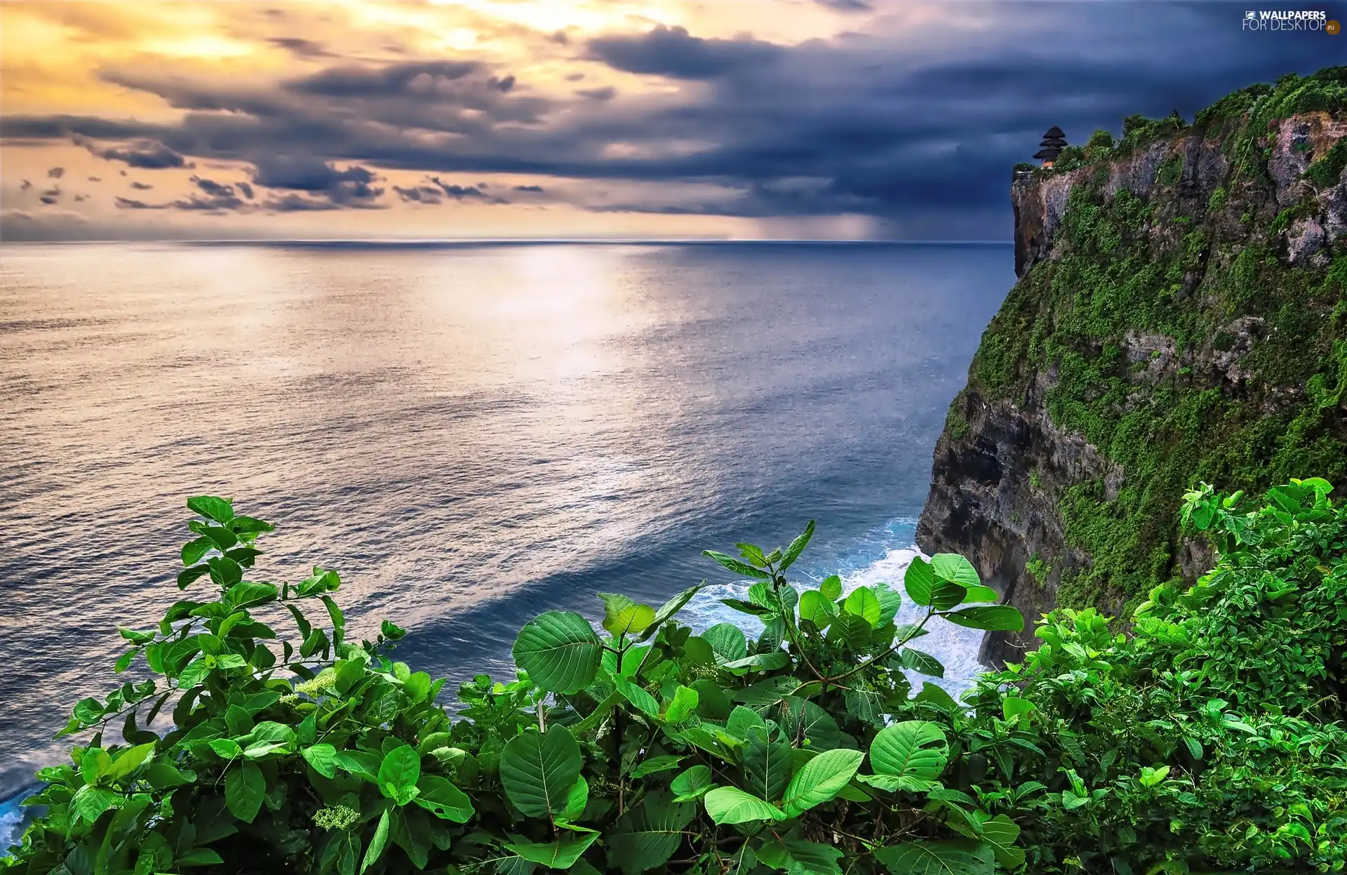 sea, clouds, cliff, rocks
