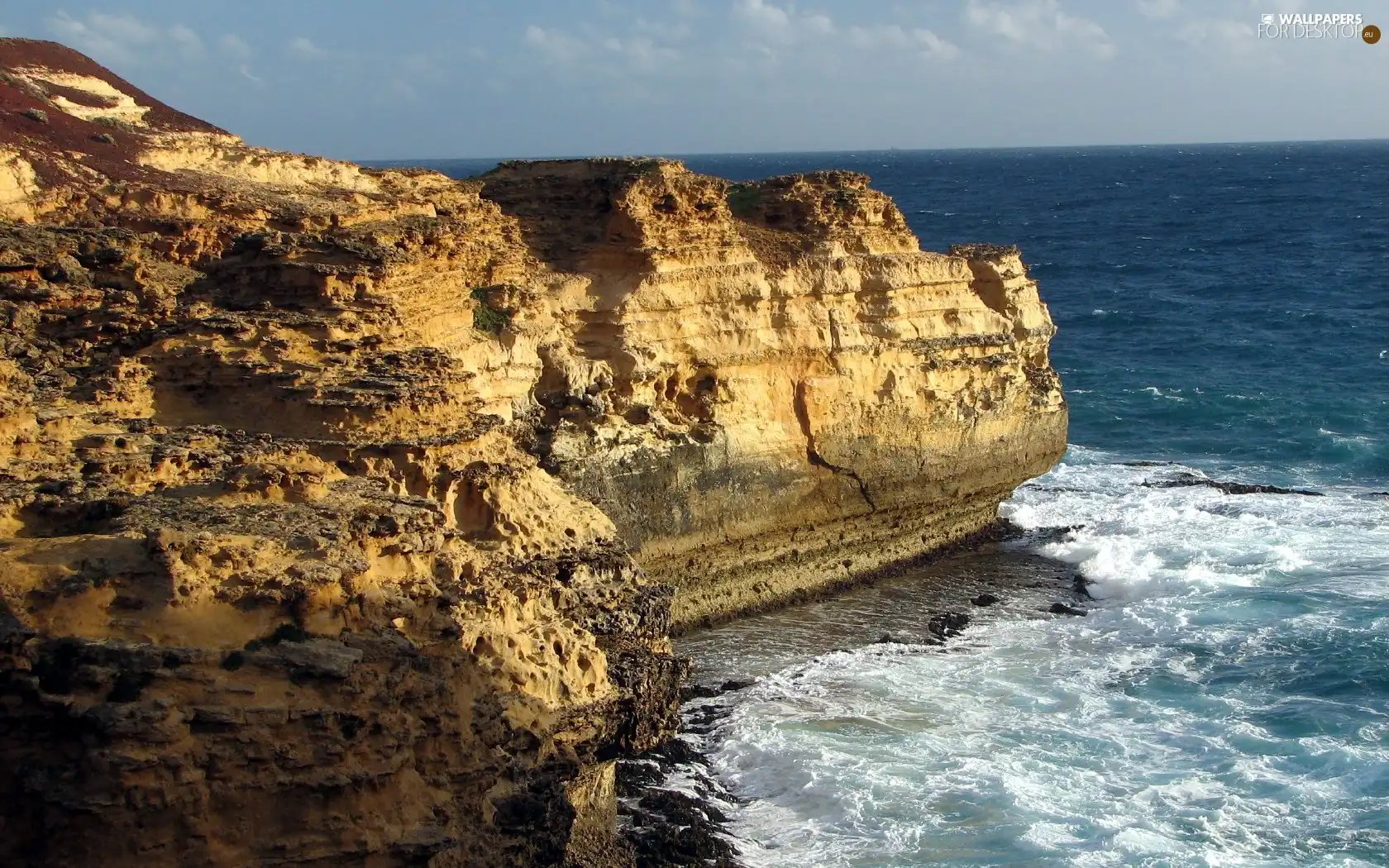 sea, rocks, cliff, Waves