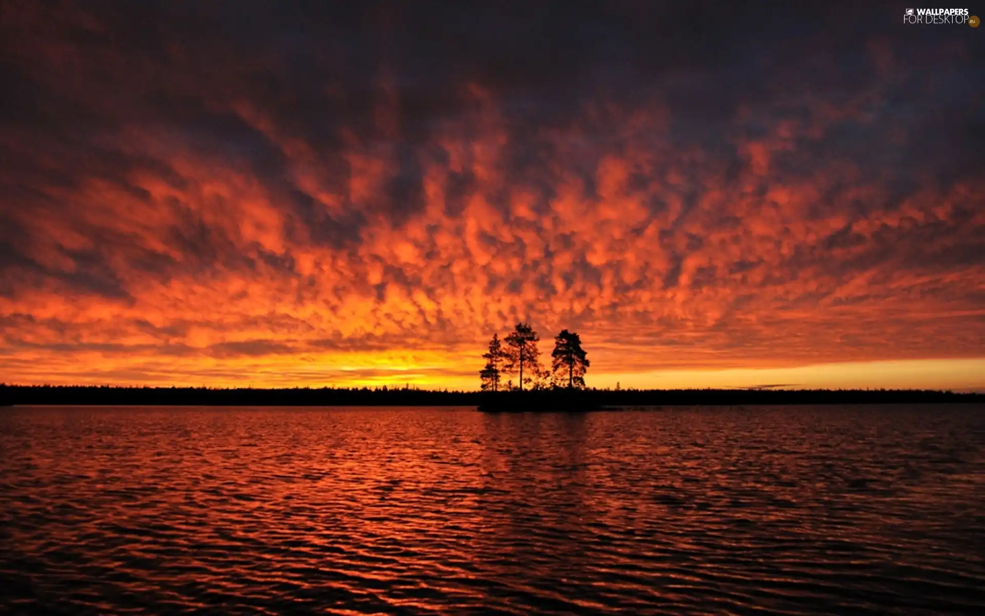 west, lake, Cloud, sun