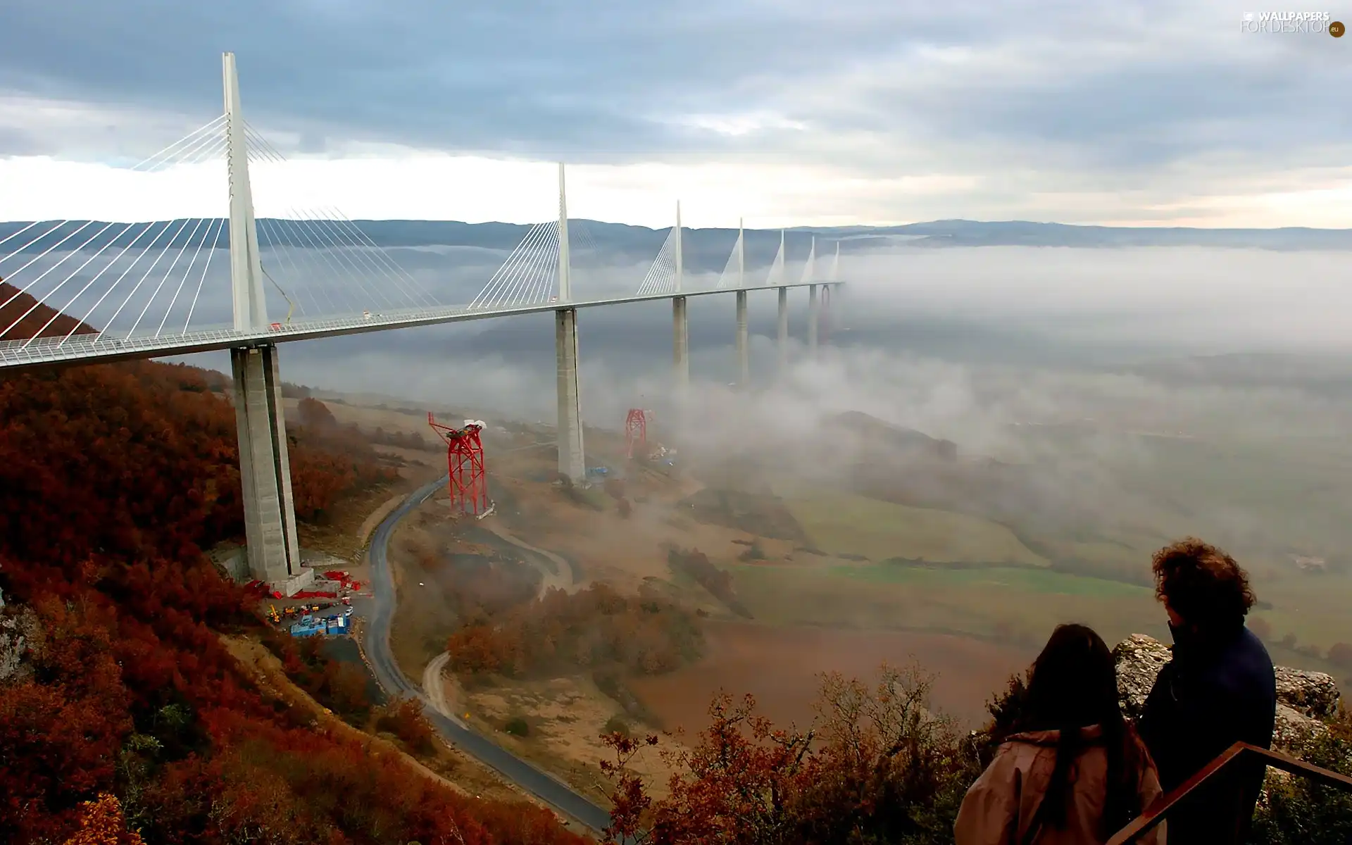 France, Millau, clouds, overpass