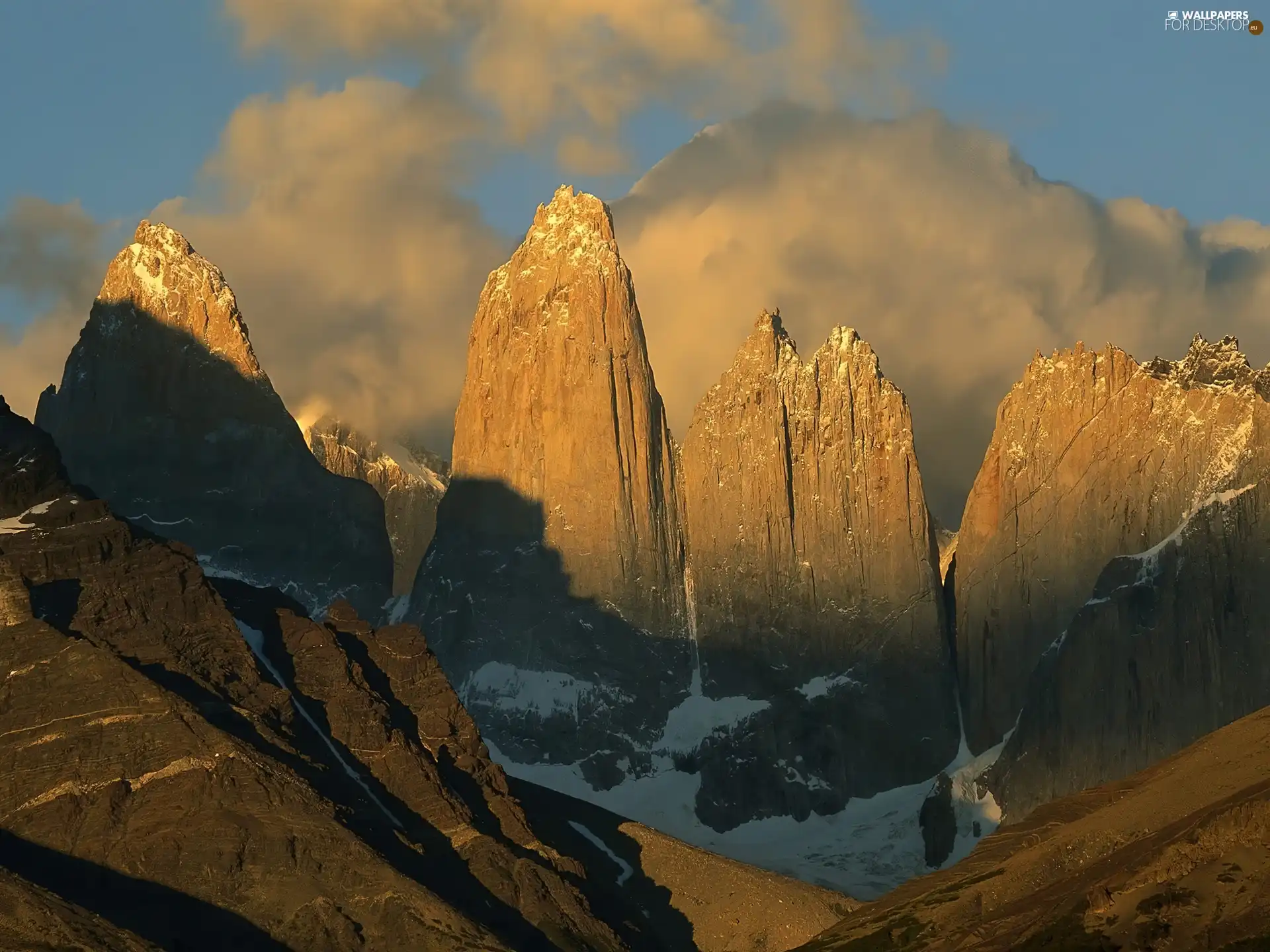 high, Mountains, clouds, peaks