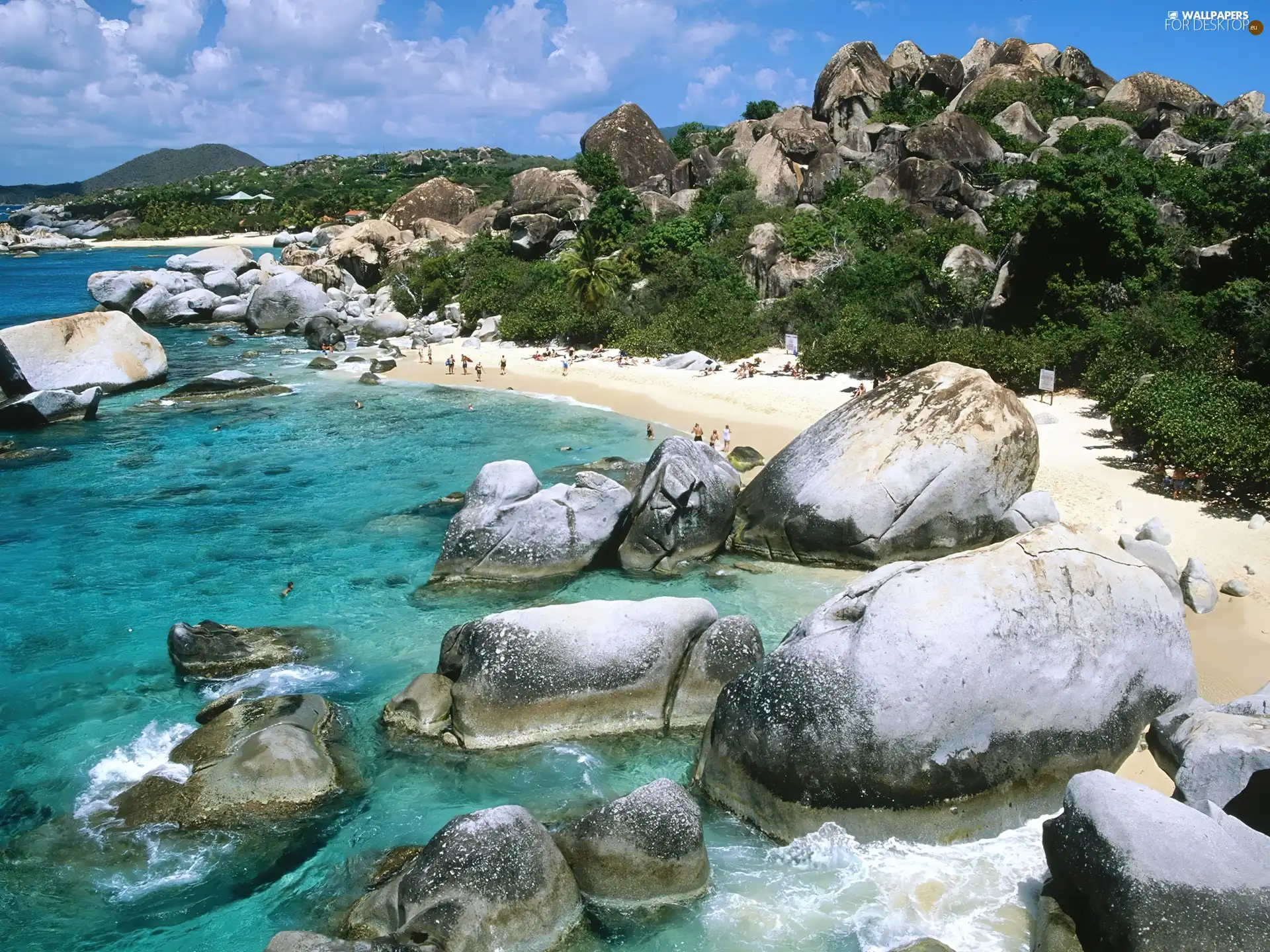 landscape, Stones, clouds, sea