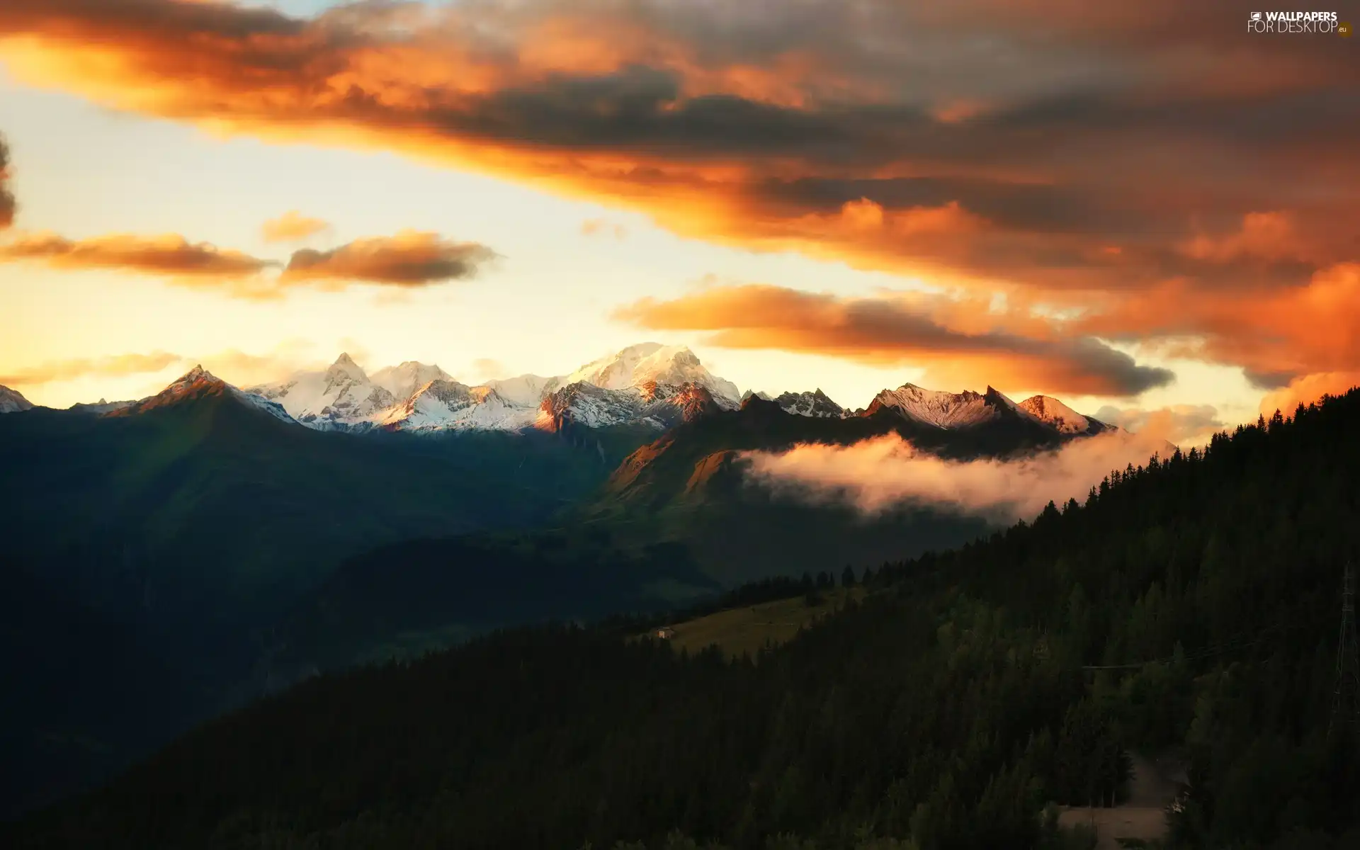 Mountains, clouds