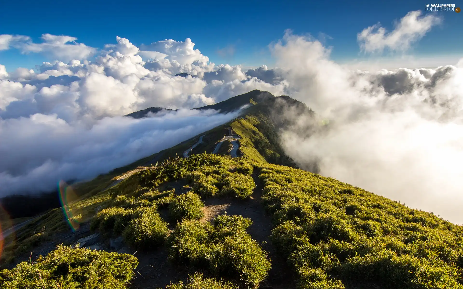 Mountains, clouds